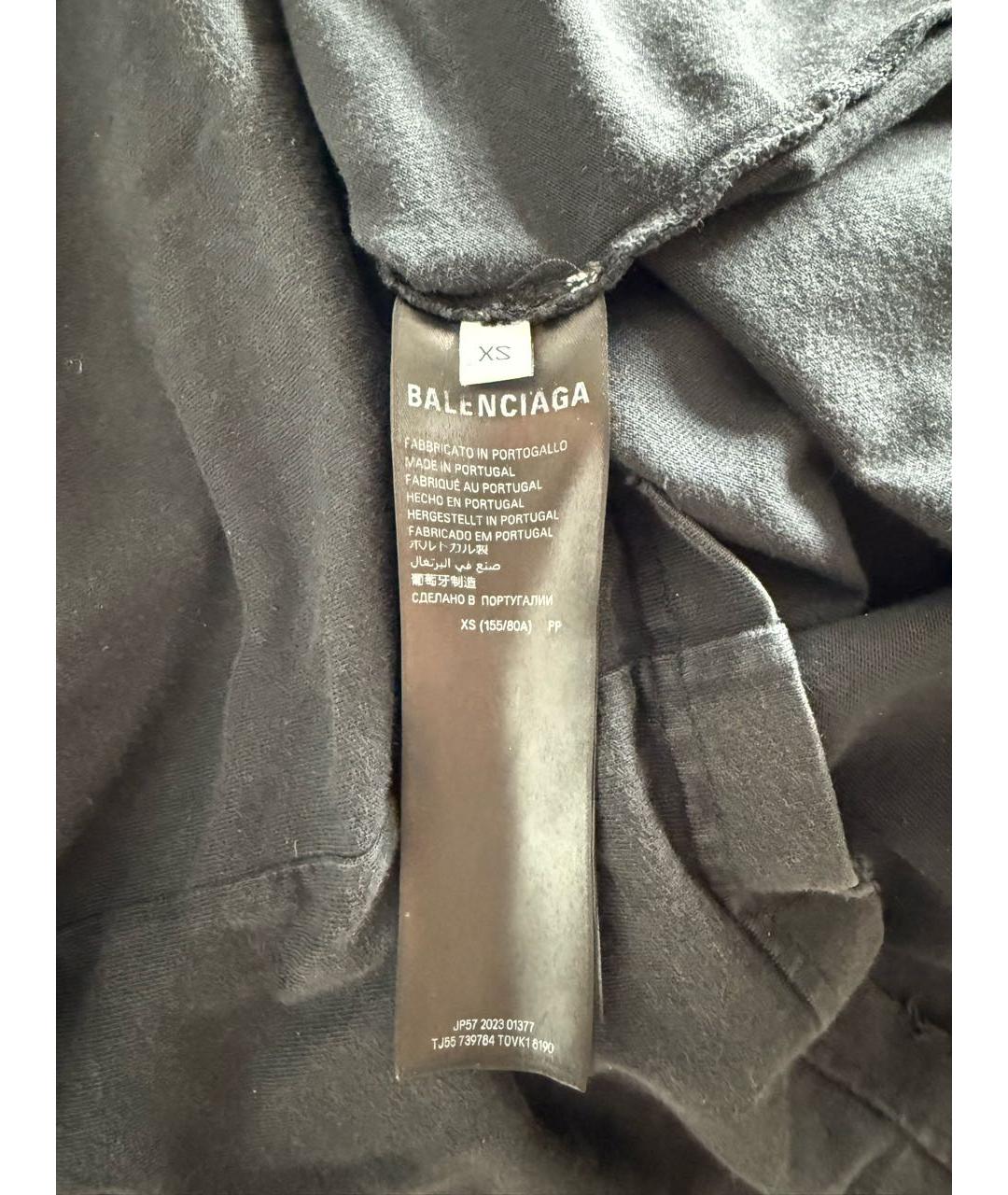 BALENCIAGA Черная хлопковая футболка, фото 4