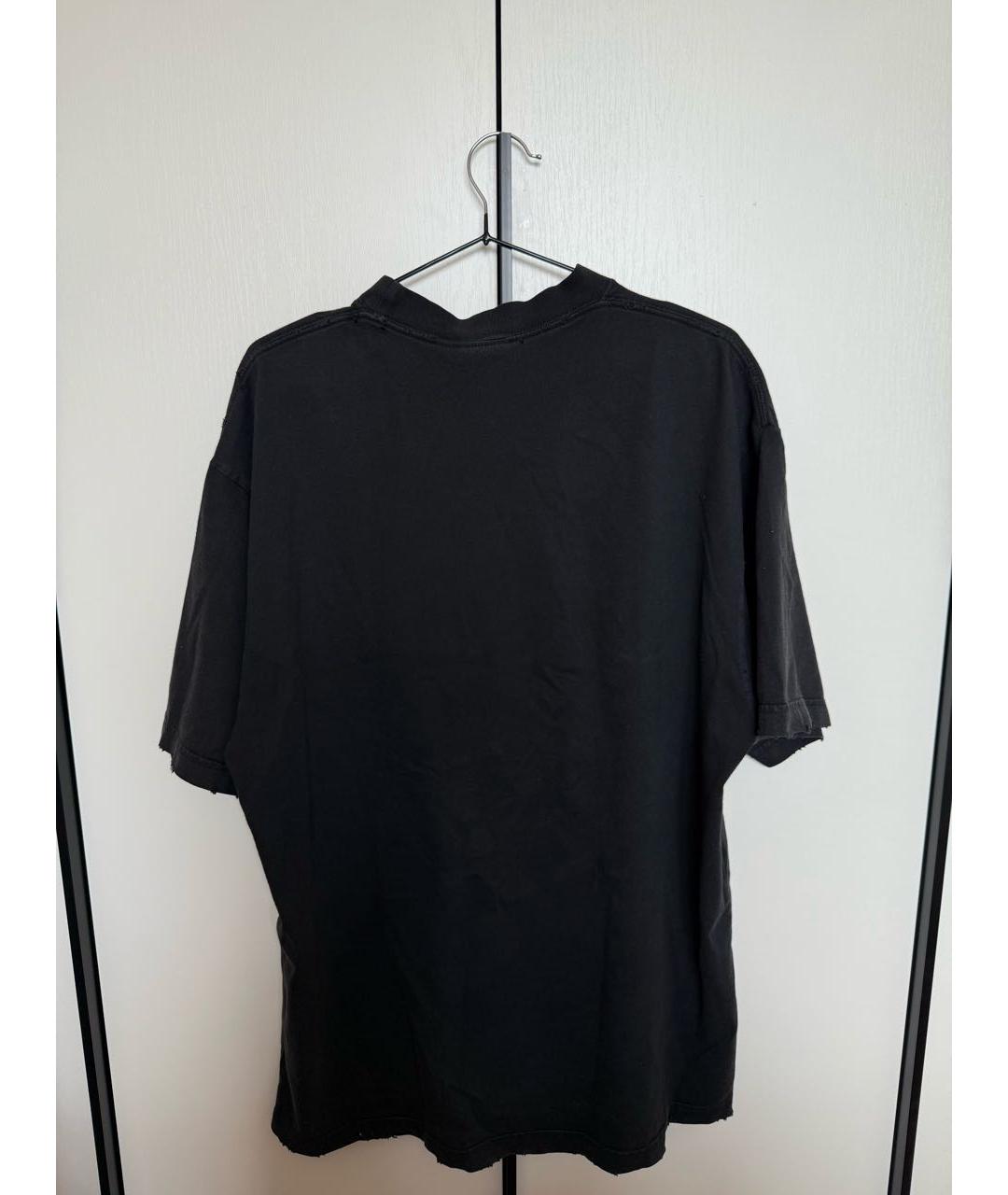 BALENCIAGA Черная хлопковая футболка, фото 2