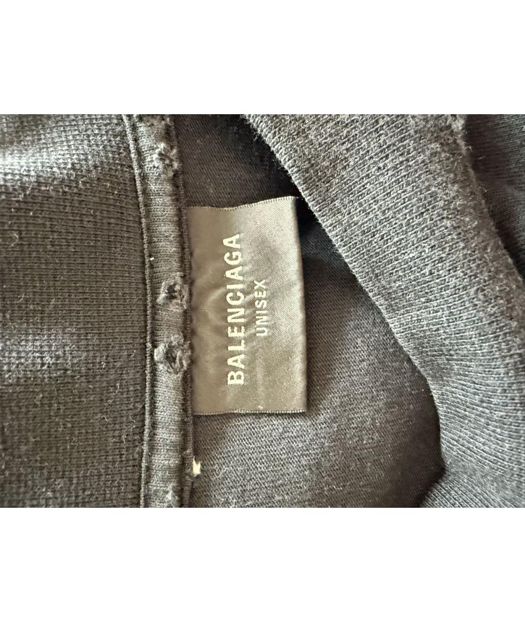 BALENCIAGA Черная хлопковая футболка, фото 3