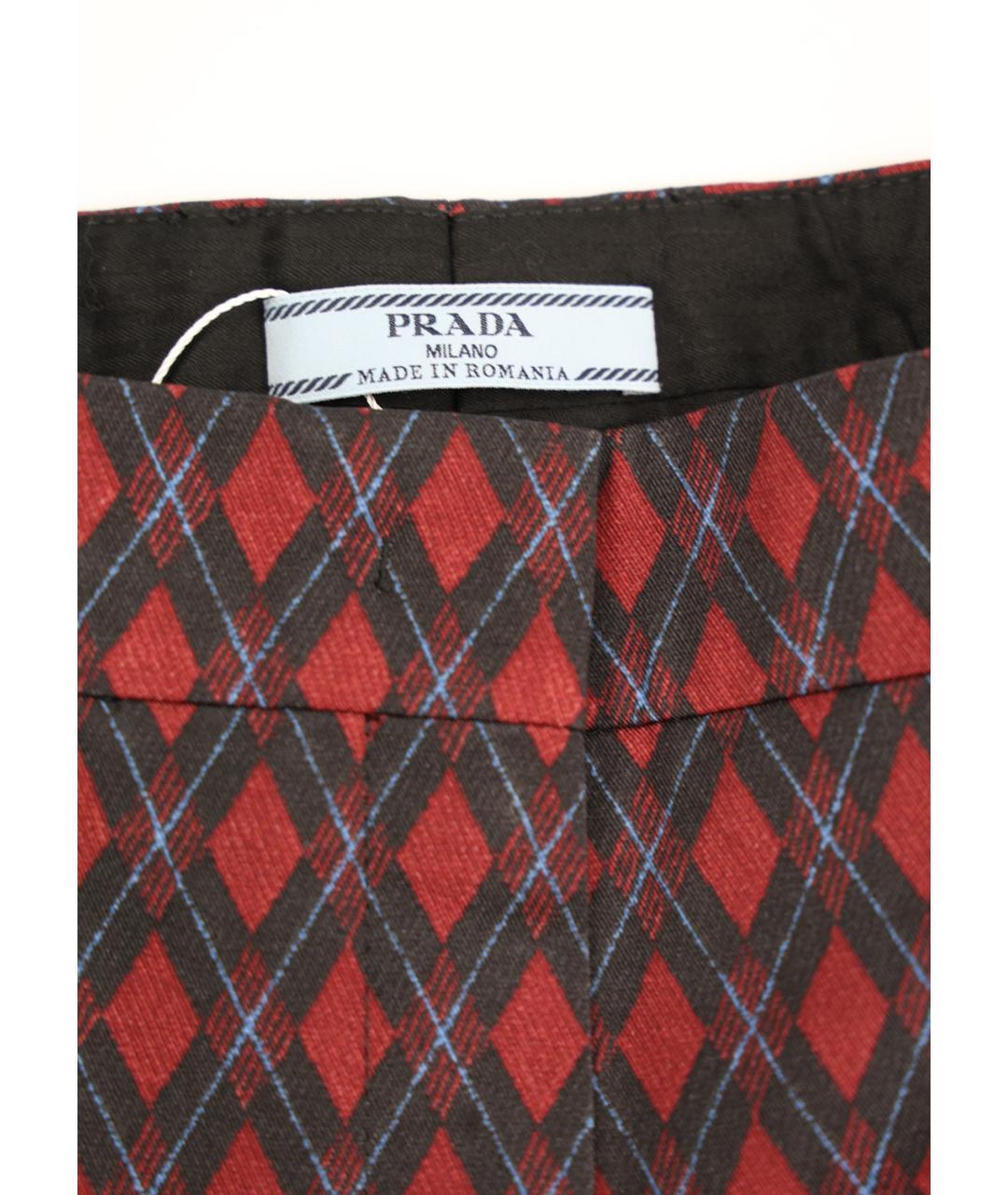 PRADA Мульти шерстяные прямые брюки, фото 3