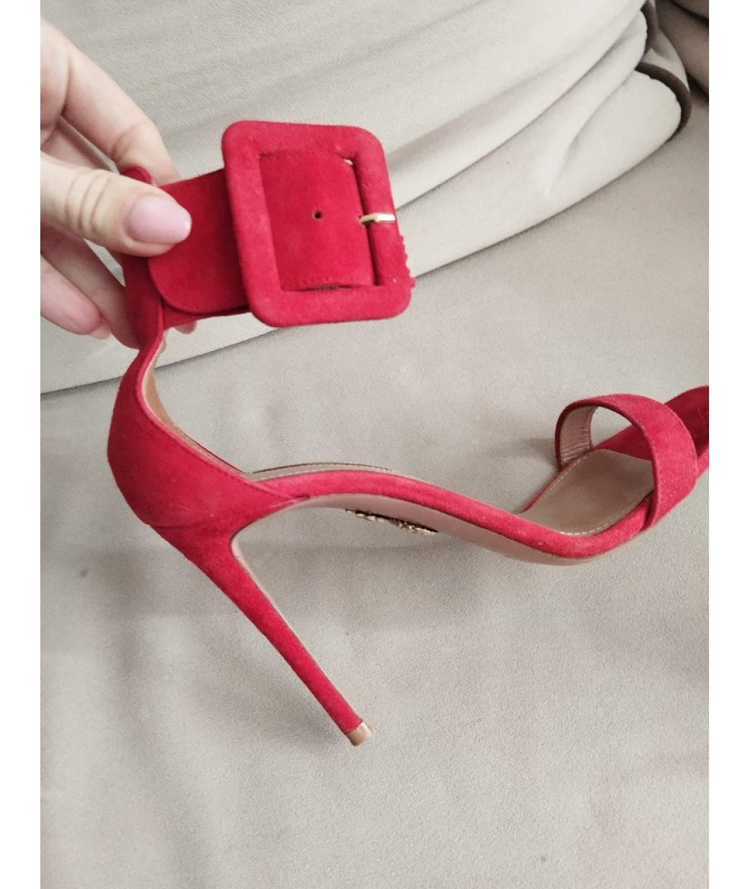 AQUAZZURA Красные замшевые босоножки, фото 7