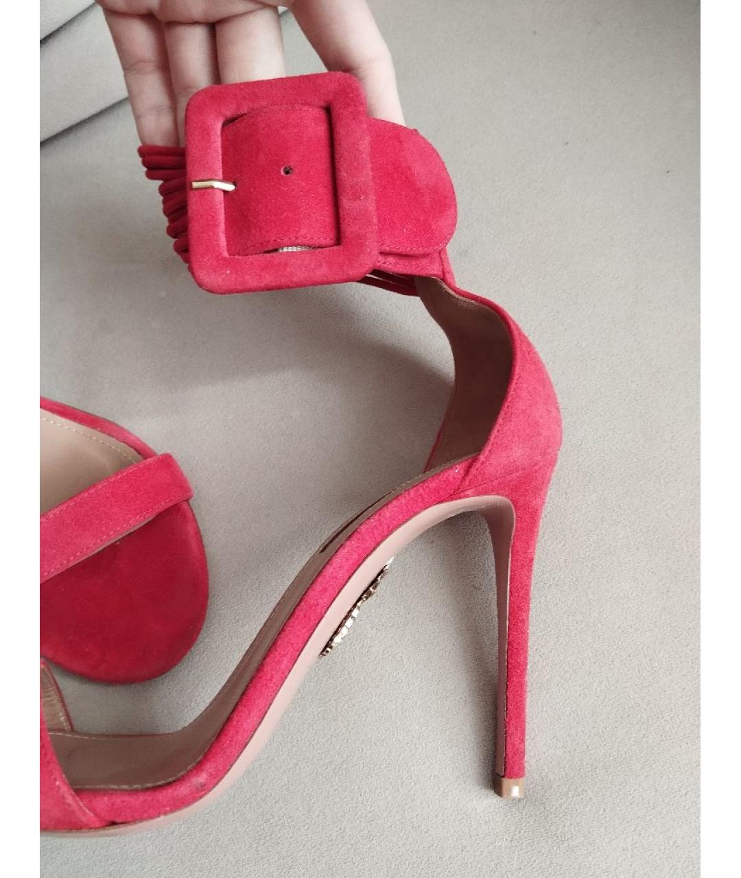 AQUAZZURA Красные замшевые босоножки, фото 5
