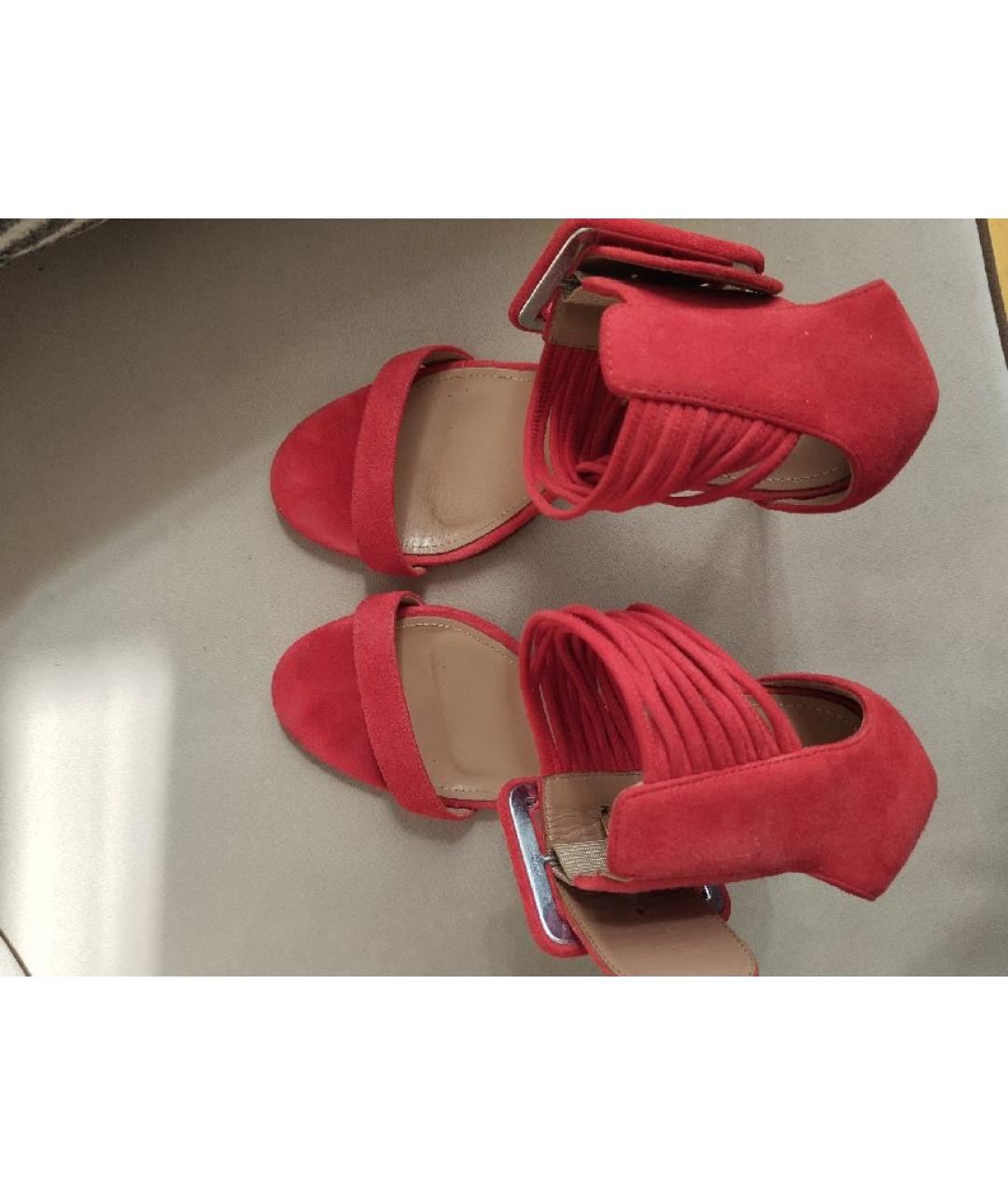 AQUAZZURA Красные замшевые босоножки, фото 3
