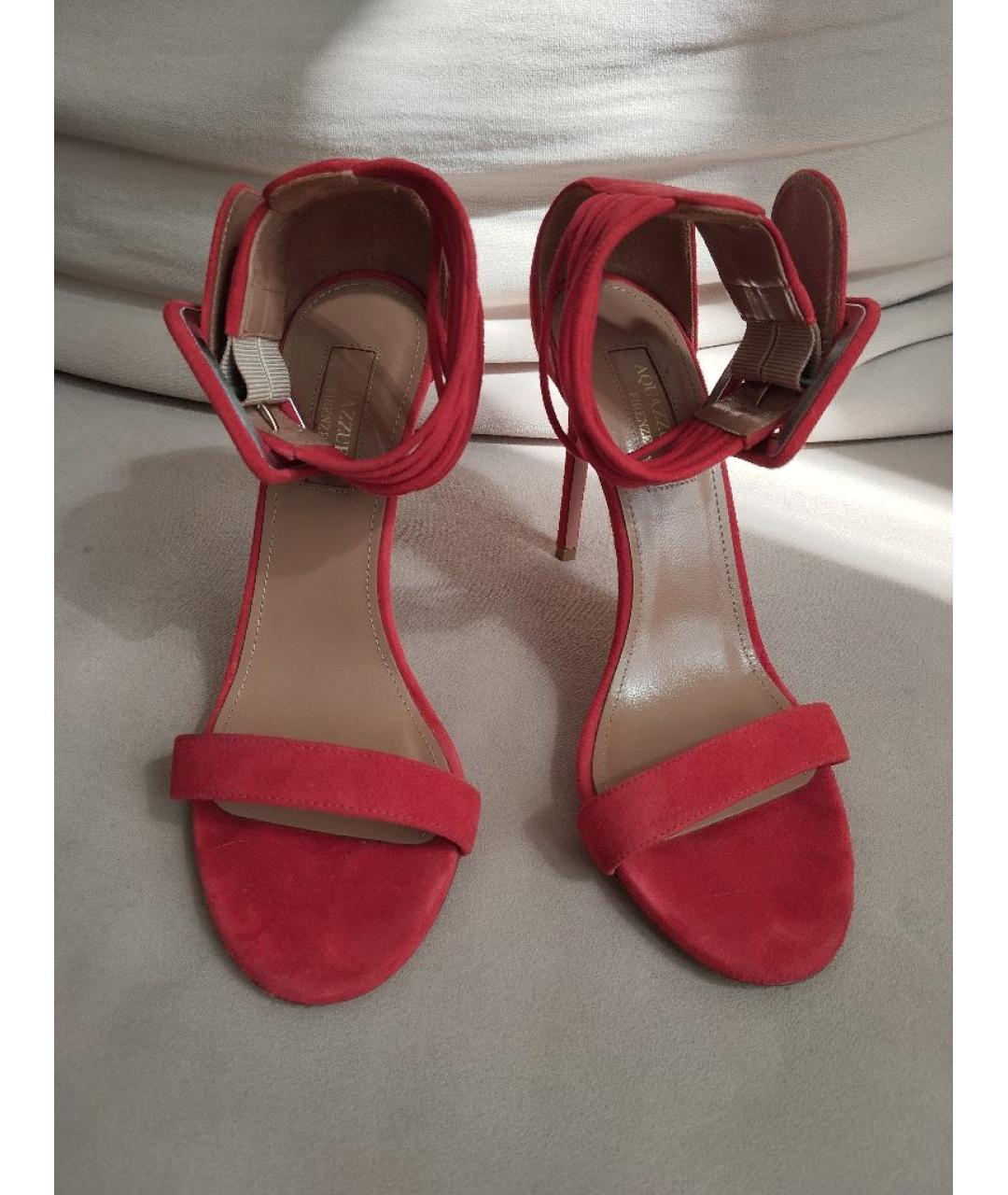 AQUAZZURA Красные замшевые босоножки, фото 2
