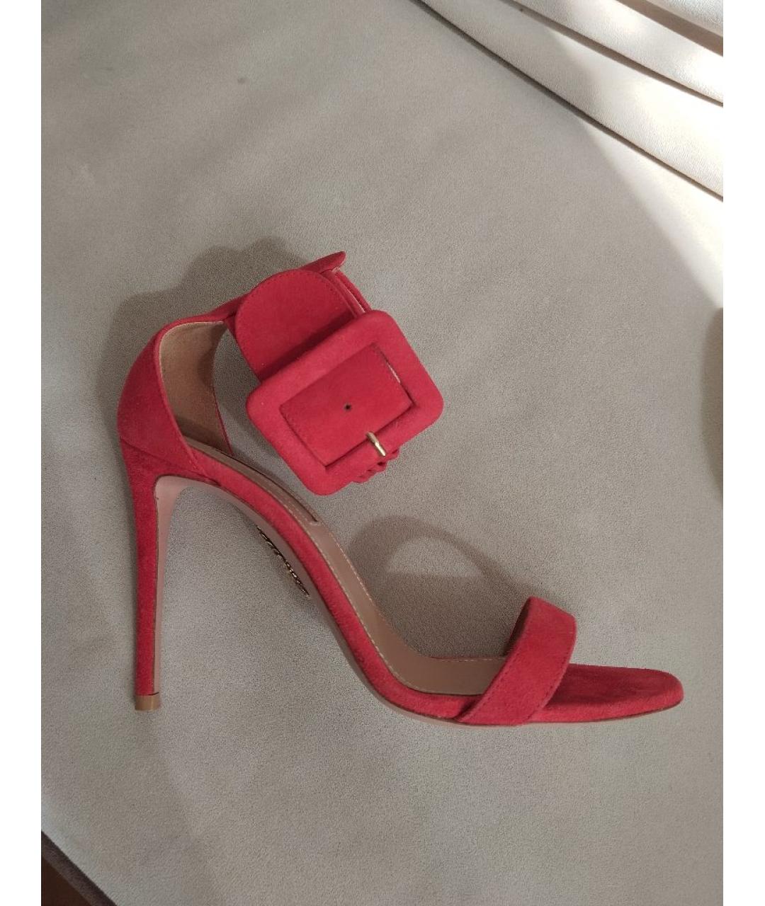AQUAZZURA Красные замшевые босоножки, фото 9