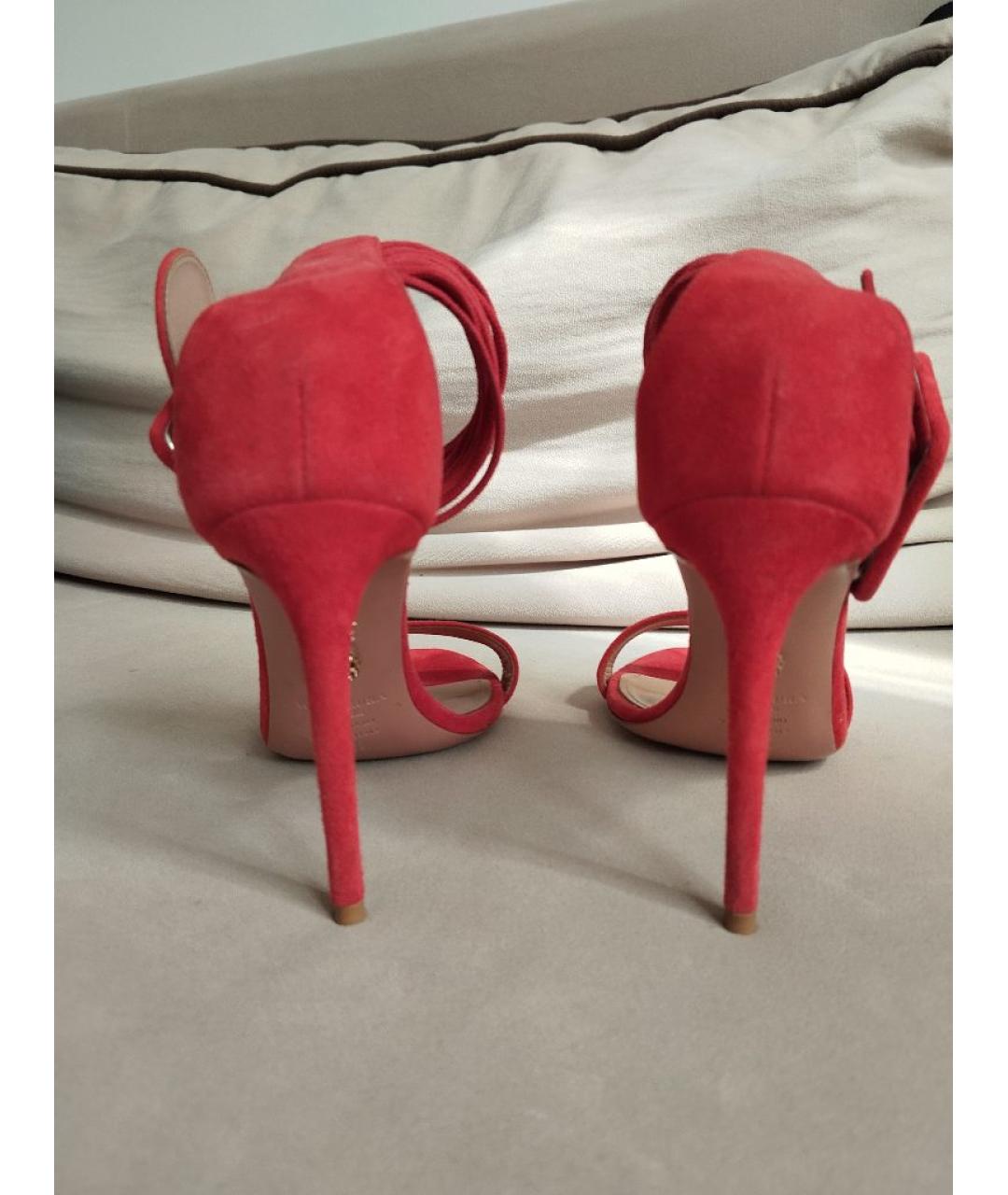 AQUAZZURA Красные замшевые босоножки, фото 4