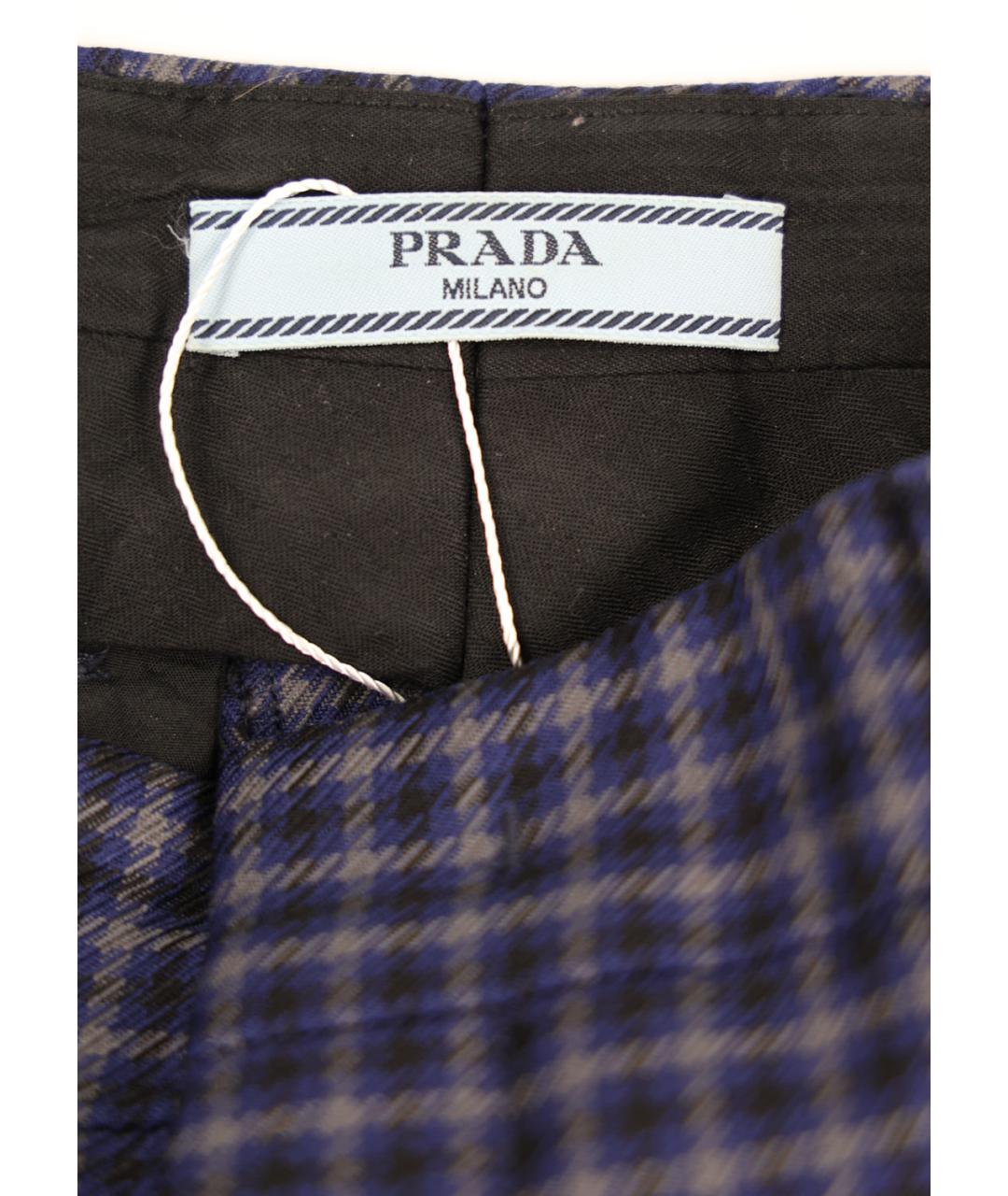 PRADA Синие шерстяные прямые брюки, фото 3