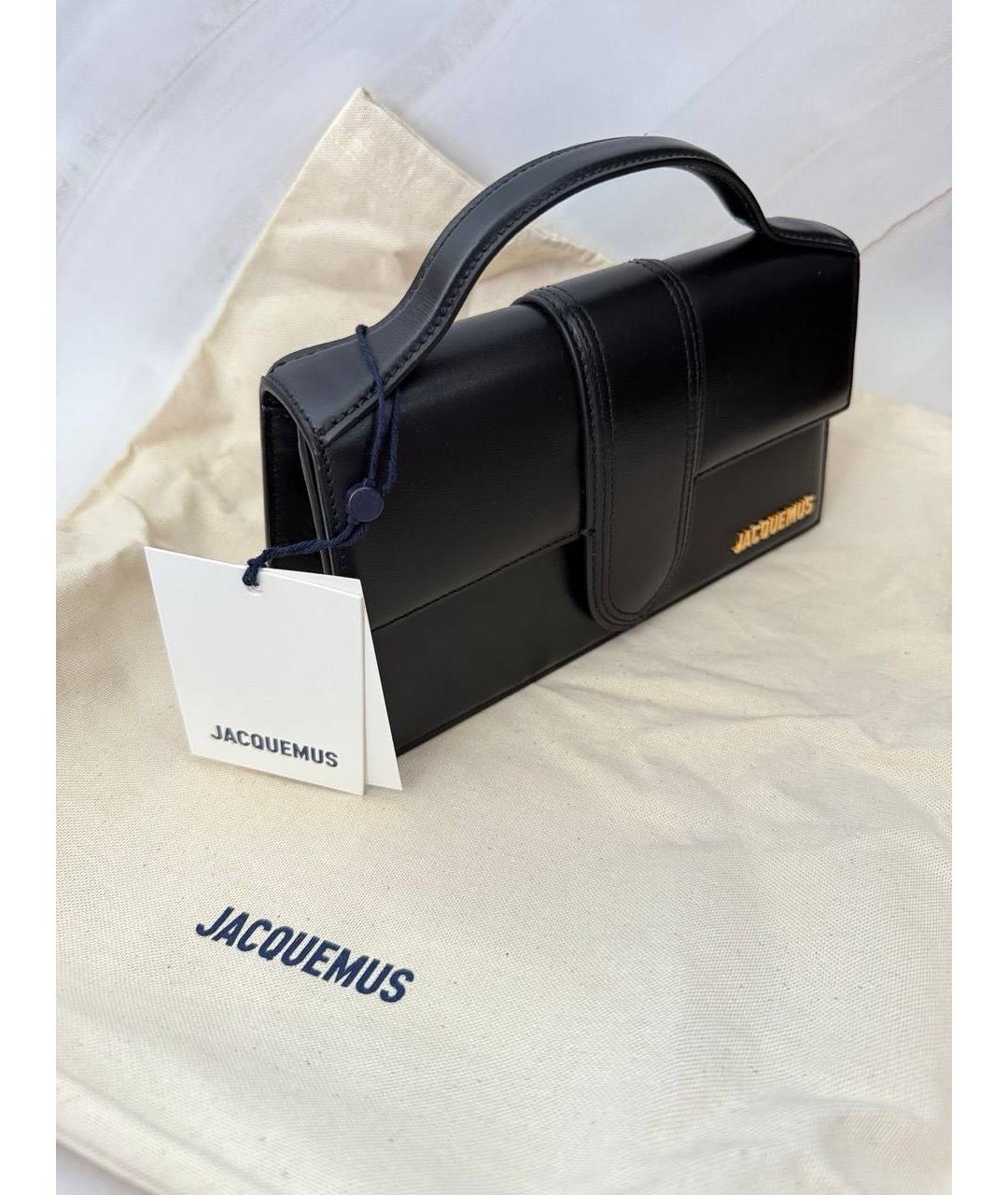 JACQUEMUS Черная кожаная сумка с короткими ручками, фото 3