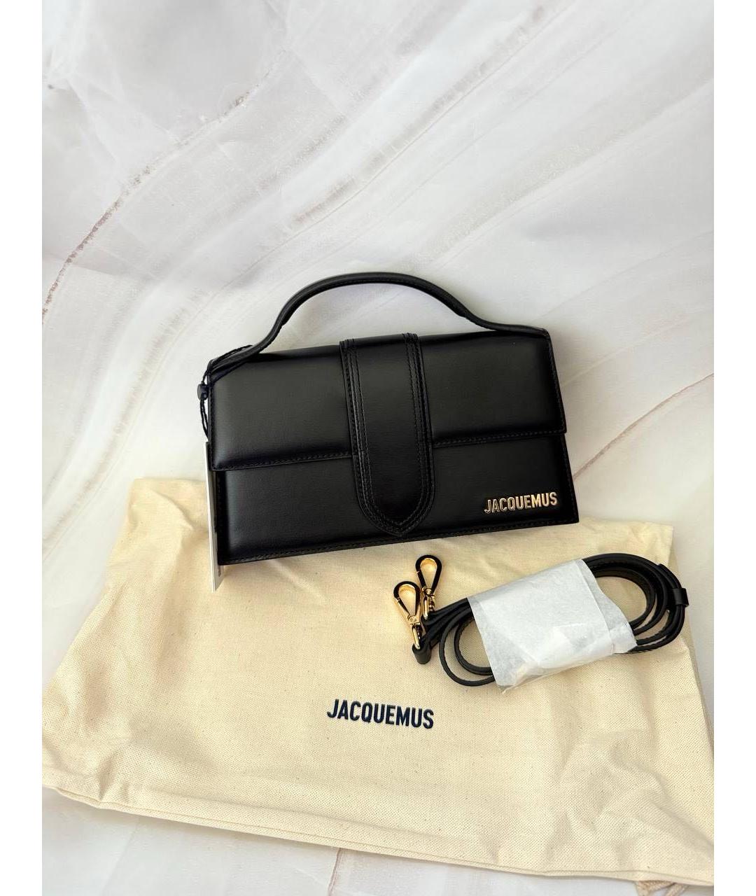 JACQUEMUS Черная кожаная сумка с короткими ручками, фото 2