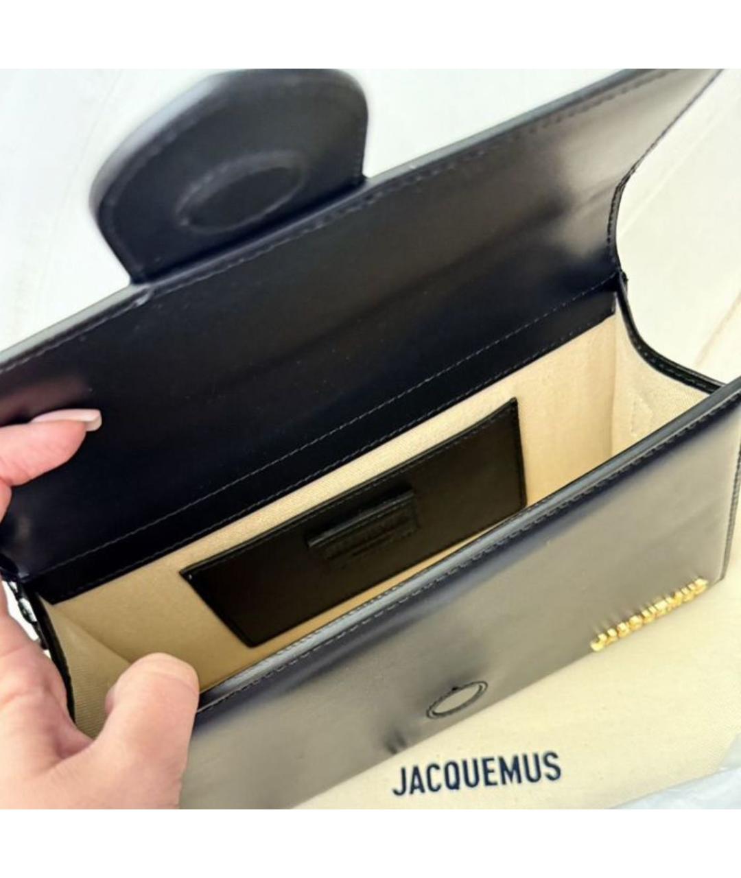 JACQUEMUS Черная кожаная сумка с короткими ручками, фото 5