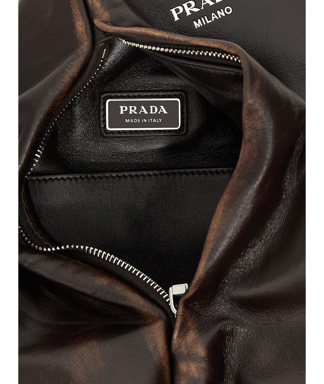 PRADA Коричневая кожаная сумка на плечо, фото 4
