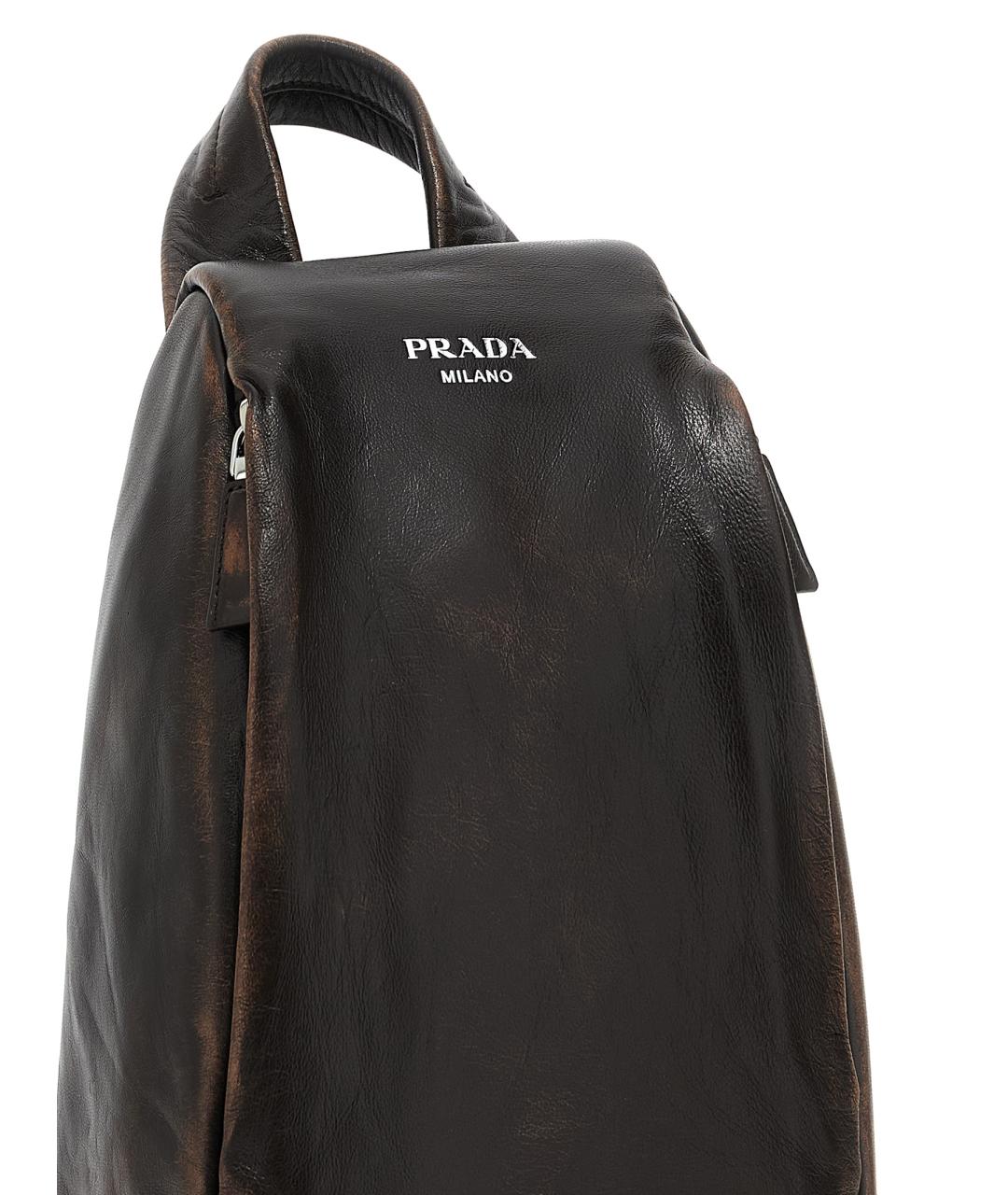 PRADA Коричневая кожаная сумка на плечо, фото 3