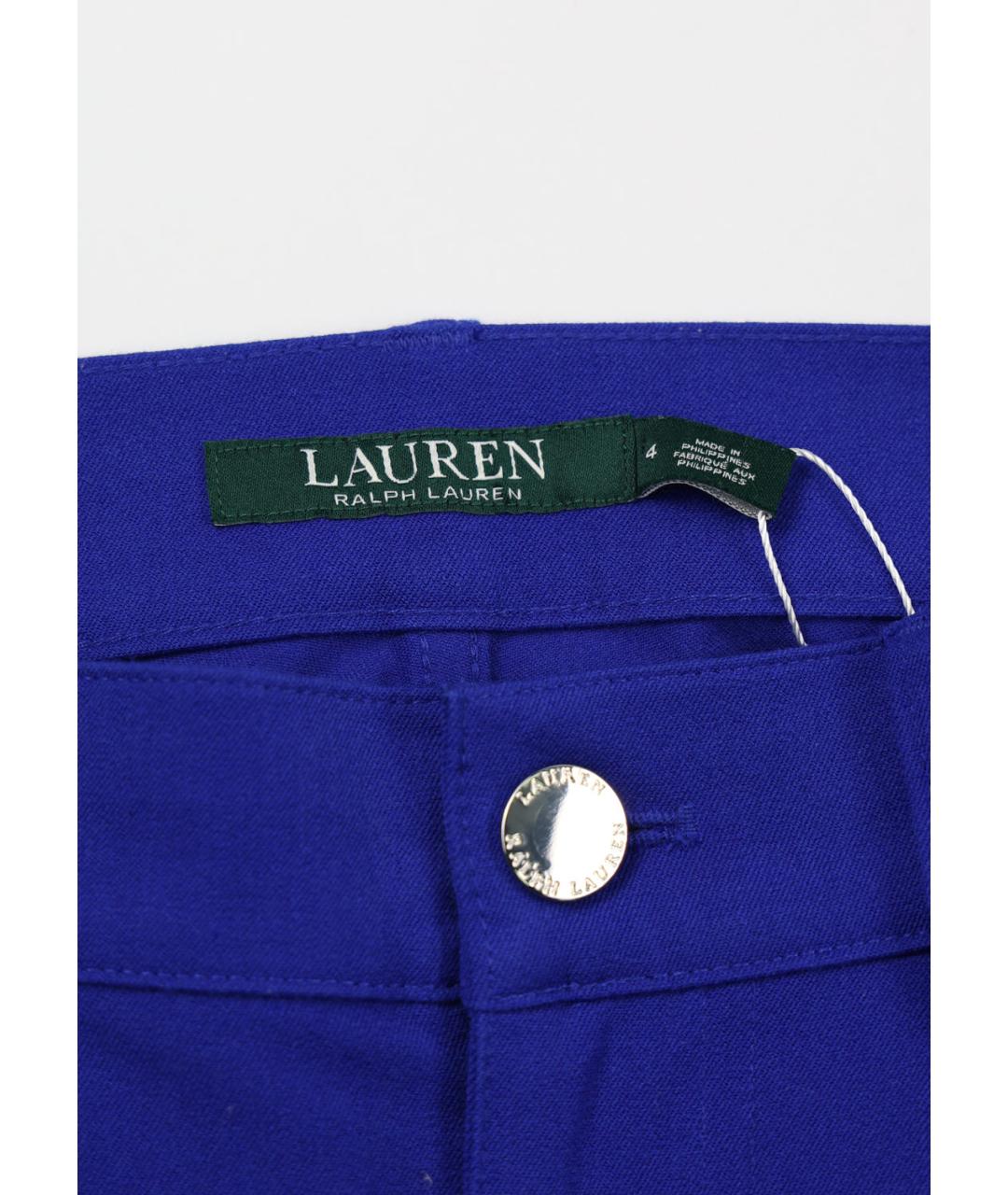RALPH LAUREN Синие хлопко-эластановые брюки узкие, фото 3
