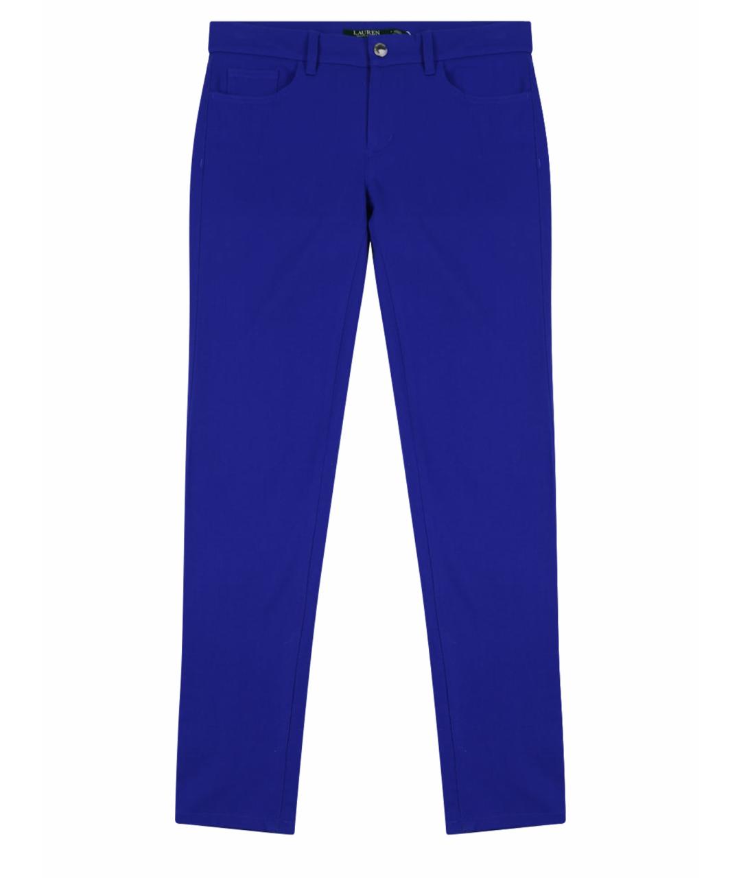 RALPH LAUREN Синие хлопко-эластановые брюки узкие, фото 1