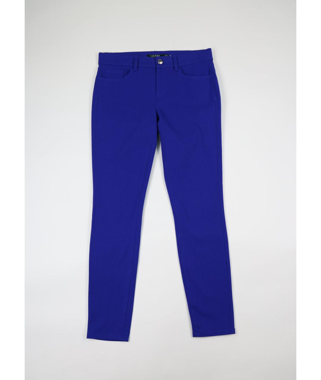 RALPH LAUREN Синие хлопко-эластановые брюки узкие, фото 5