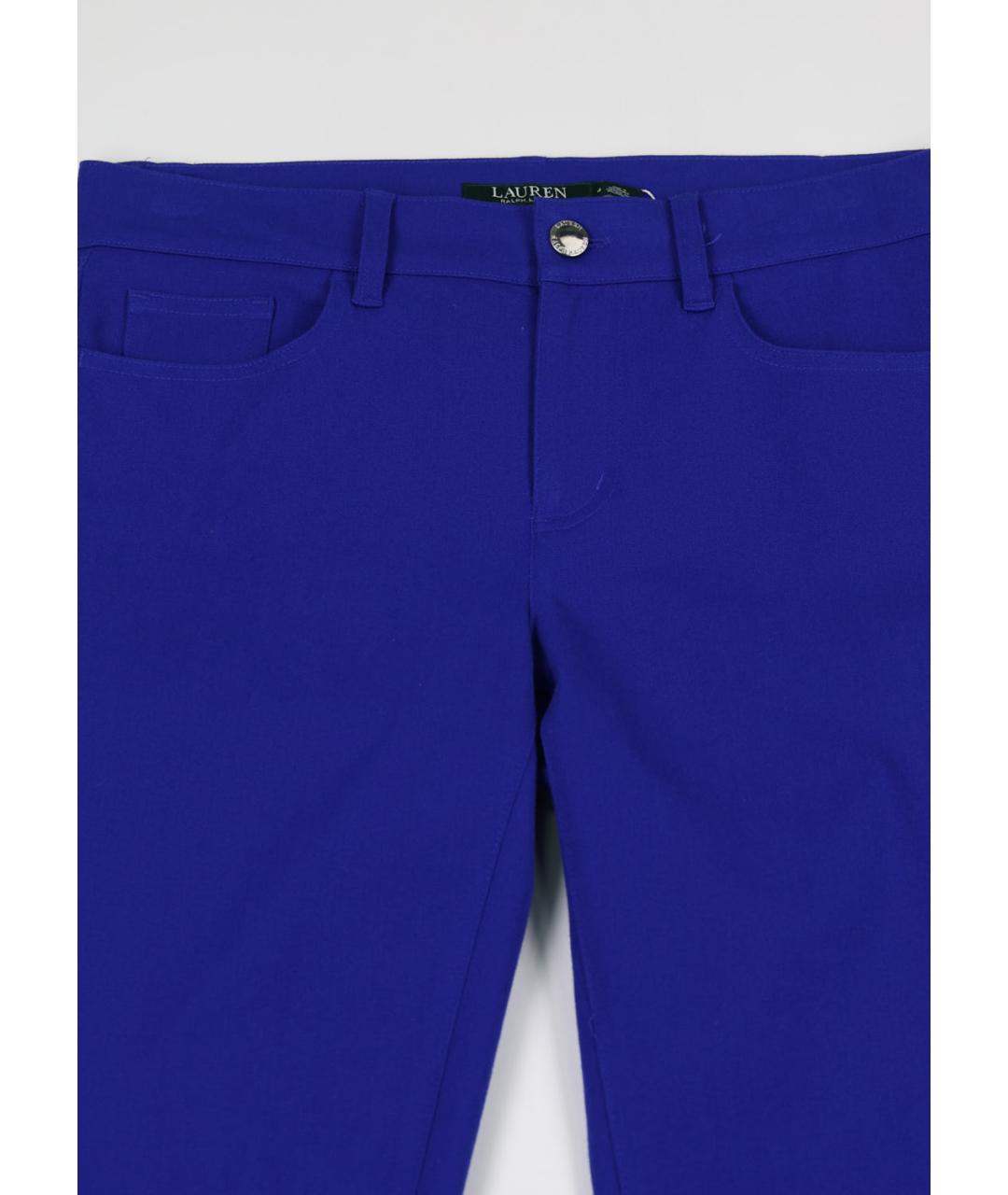 RALPH LAUREN Синие хлопко-эластановые брюки узкие, фото 4