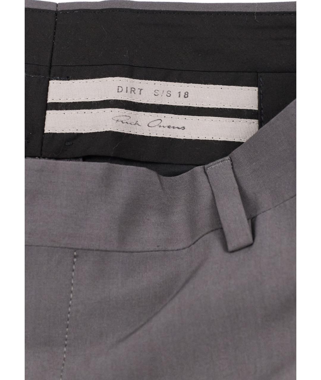 RICK OWENS Серые вискозные прямые брюки, фото 3