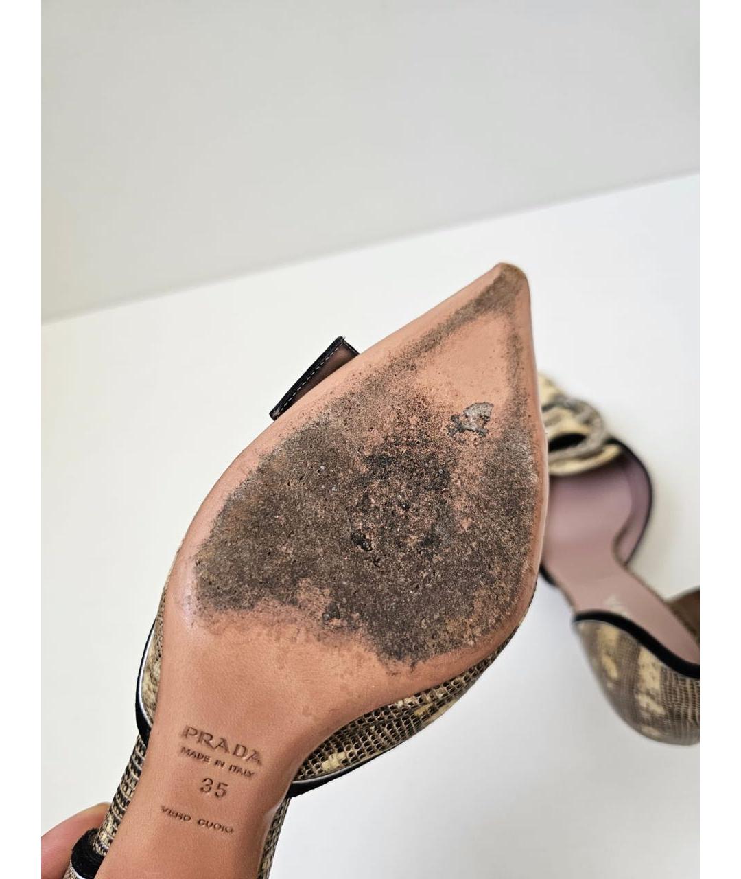 PRADA Бежевые туфли из лакированной кожи, фото 6