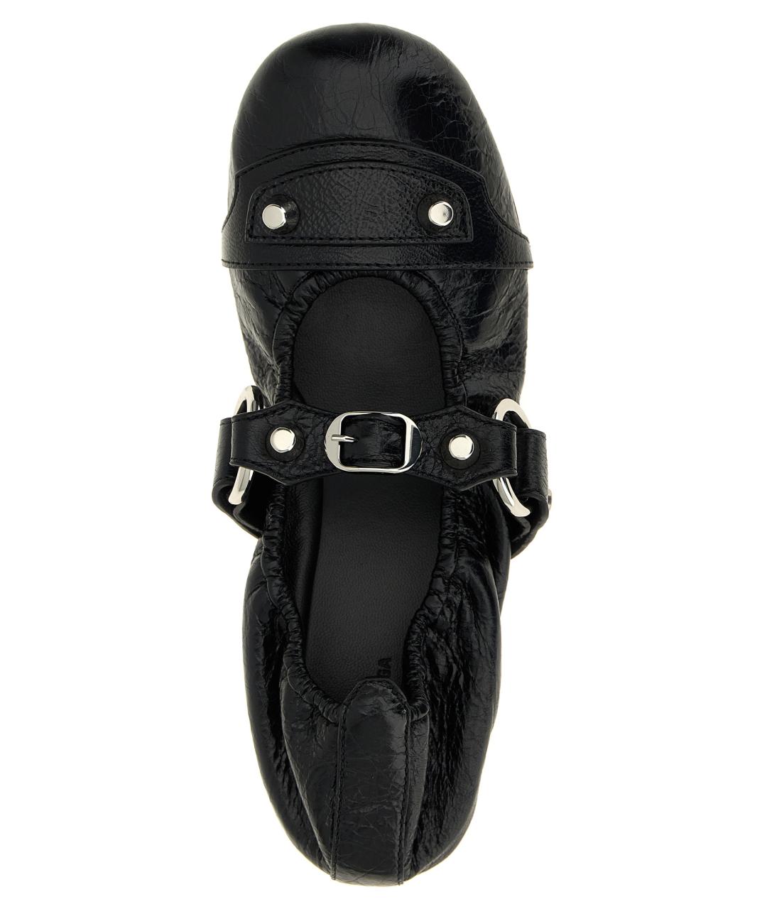 BALENCIAGA Черные кожаные балетки, фото 4