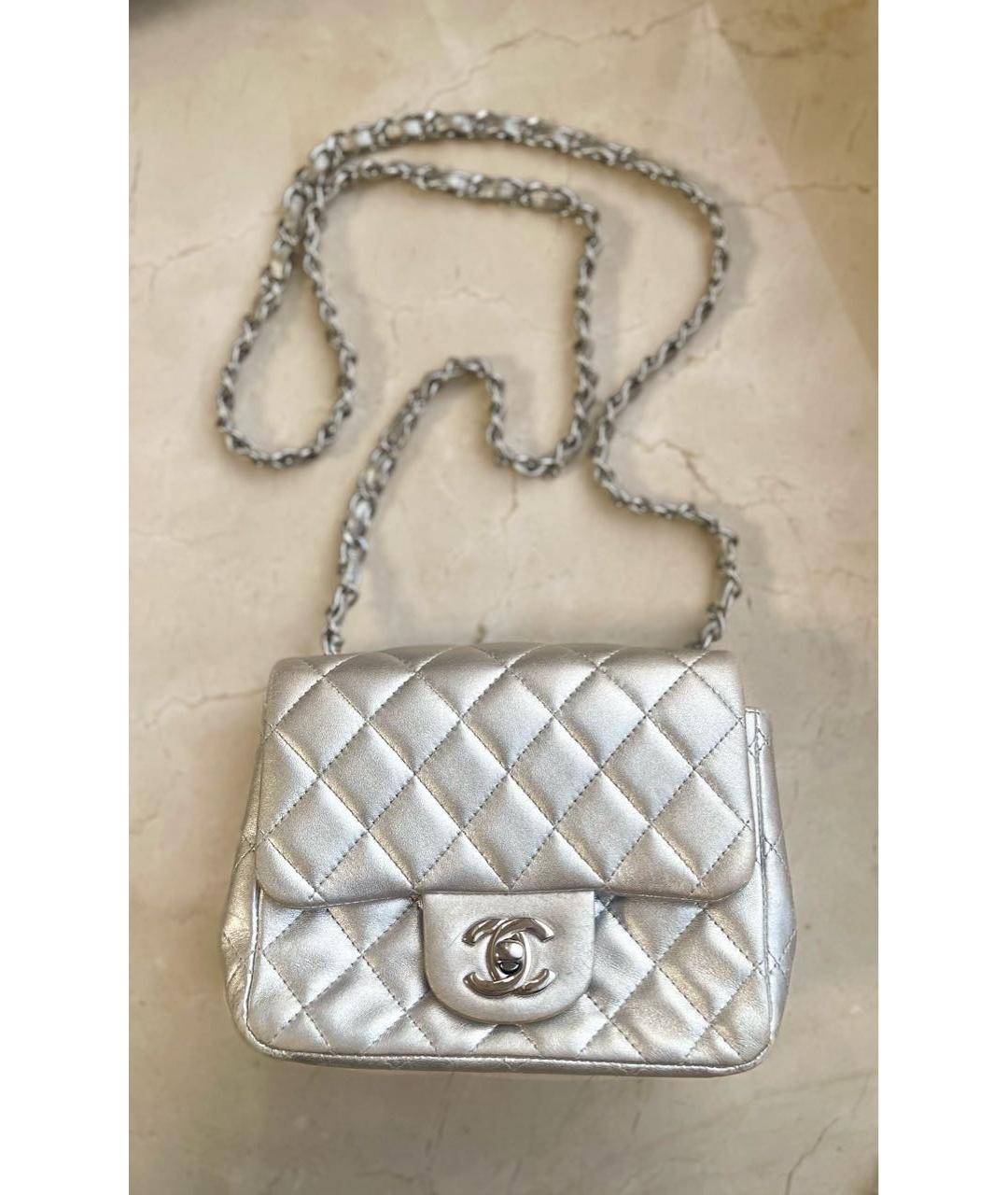 CHANEL Серебряная кожаная сумка через плечо, фото 9
