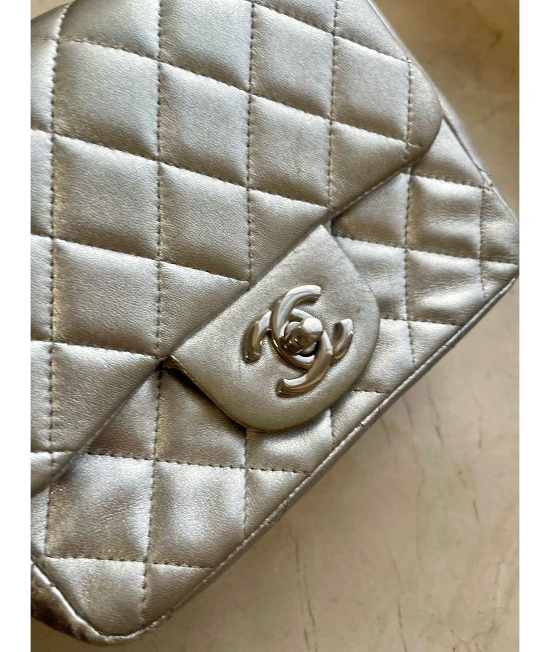 CHANEL Серебряная кожаная сумка через плечо, фото 4