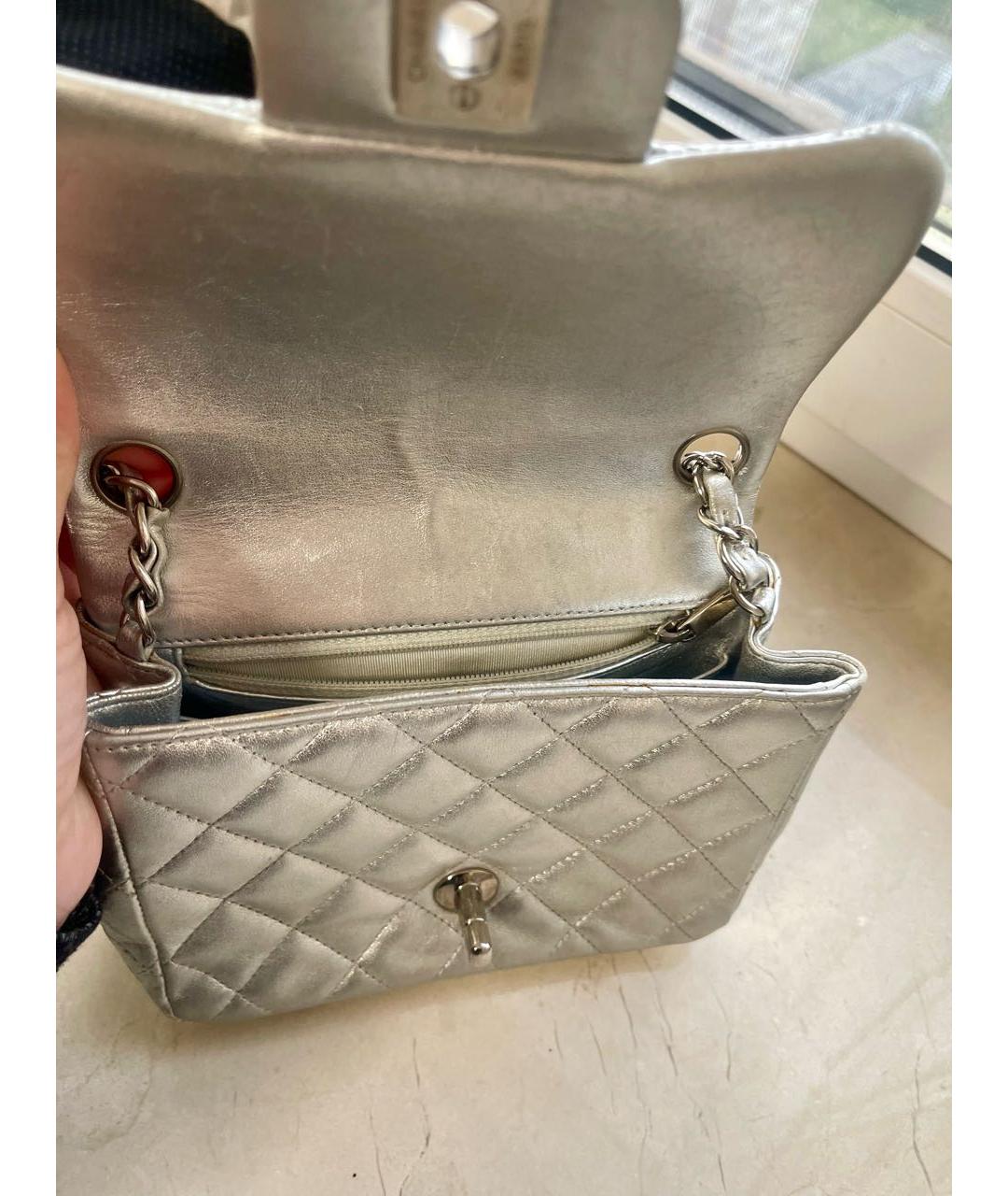 CHANEL Серебряная кожаная сумка через плечо, фото 3