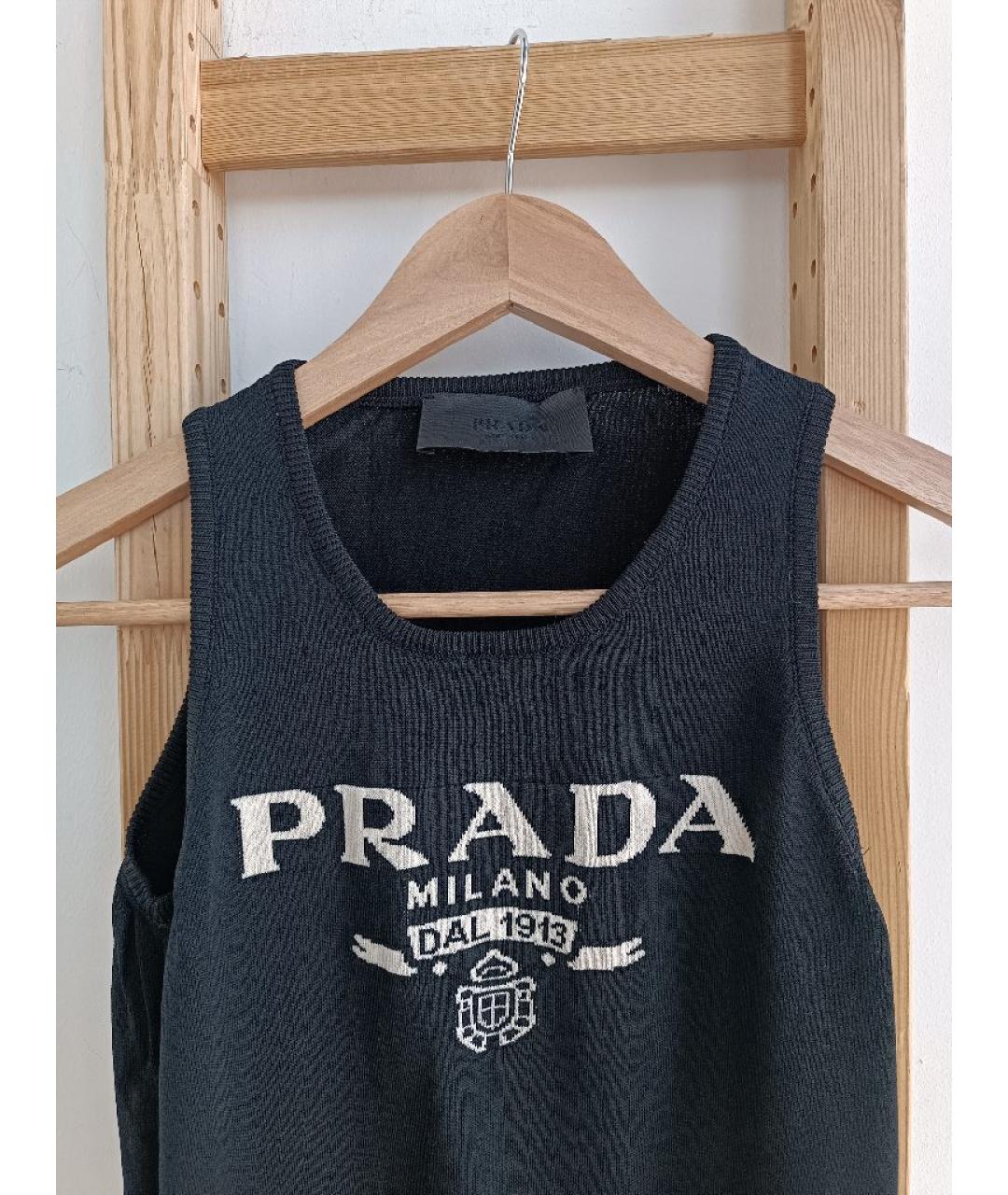 PRADA Черная вискозная майка, фото 3
