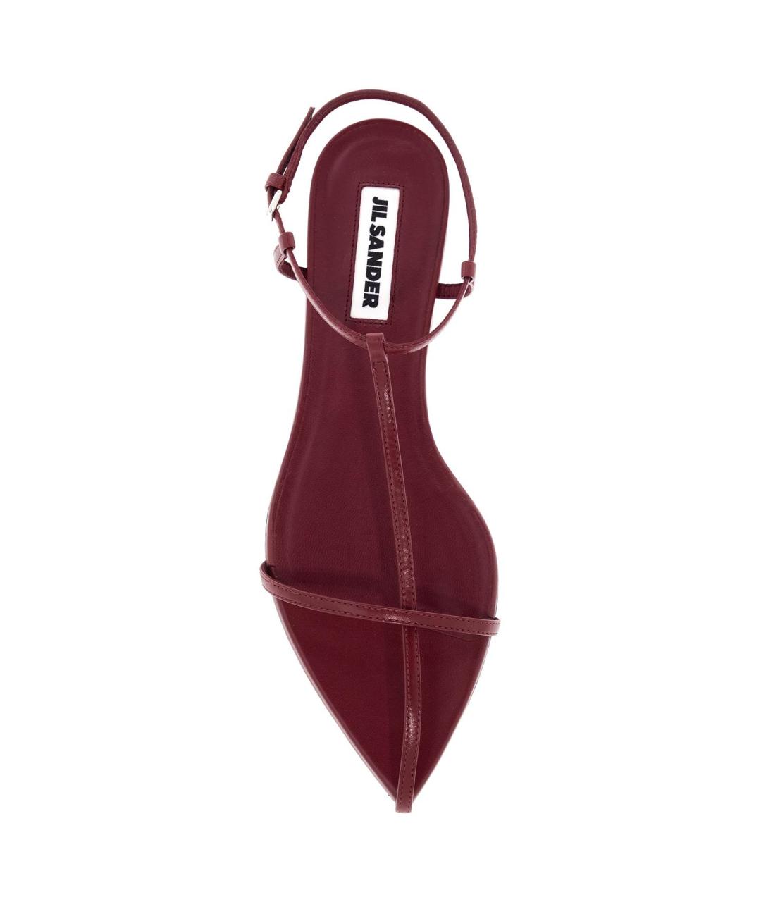 JIL SANDER Бордовые кожаные сандалии, фото 2