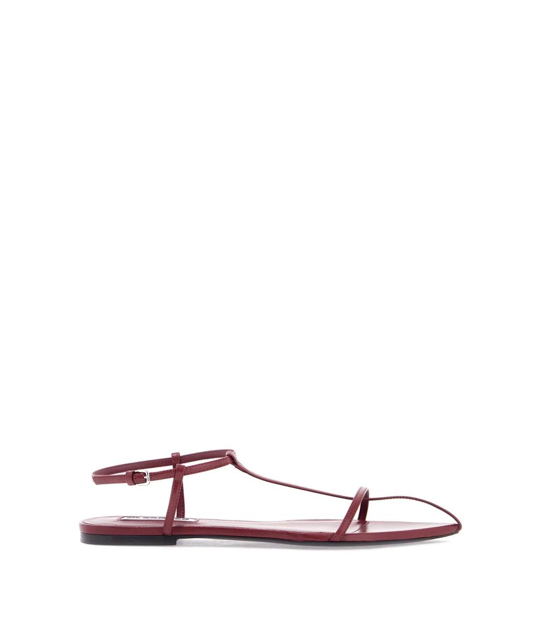 JIL SANDER Бордовые кожаные сандалии, фото 1
