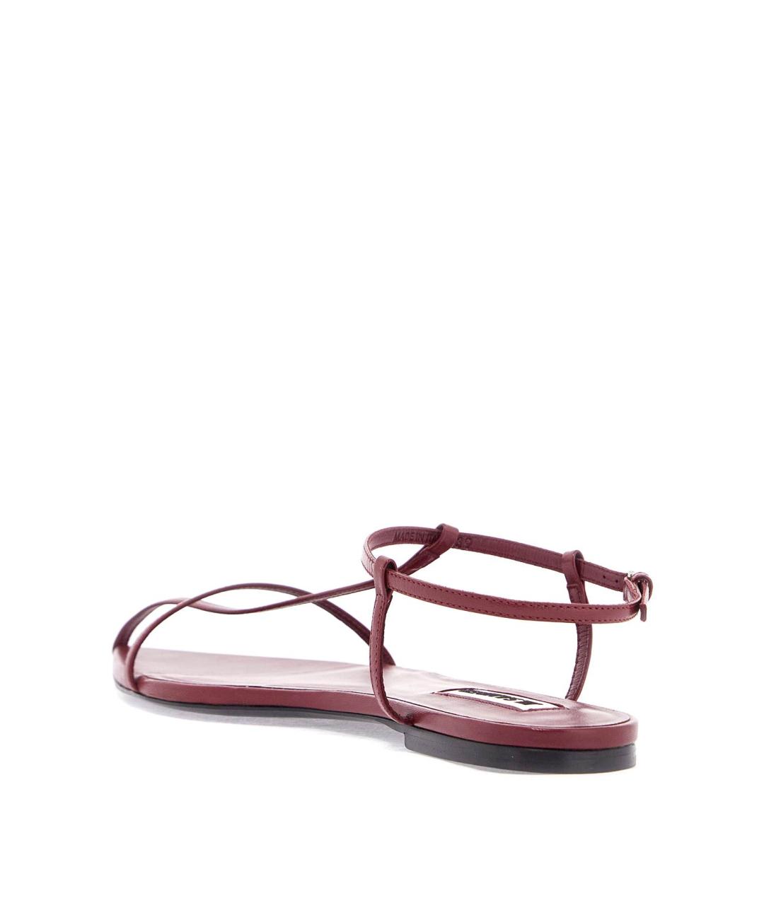 JIL SANDER Бордовые кожаные сандалии, фото 3