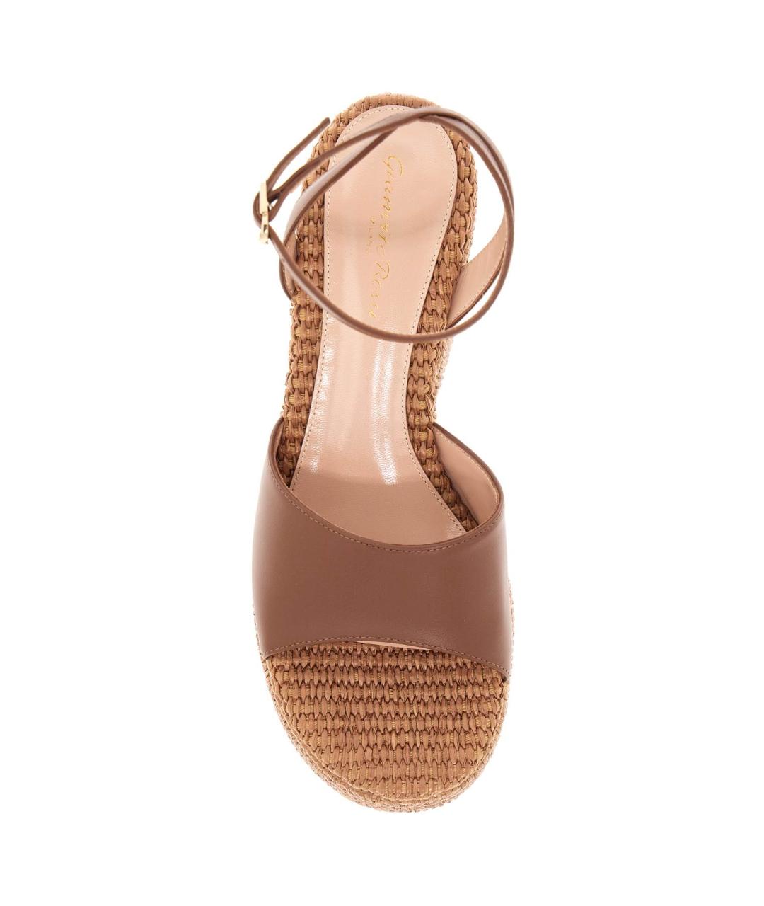GIANVITO ROSSI Коричневые кожаные босоножки, фото 2