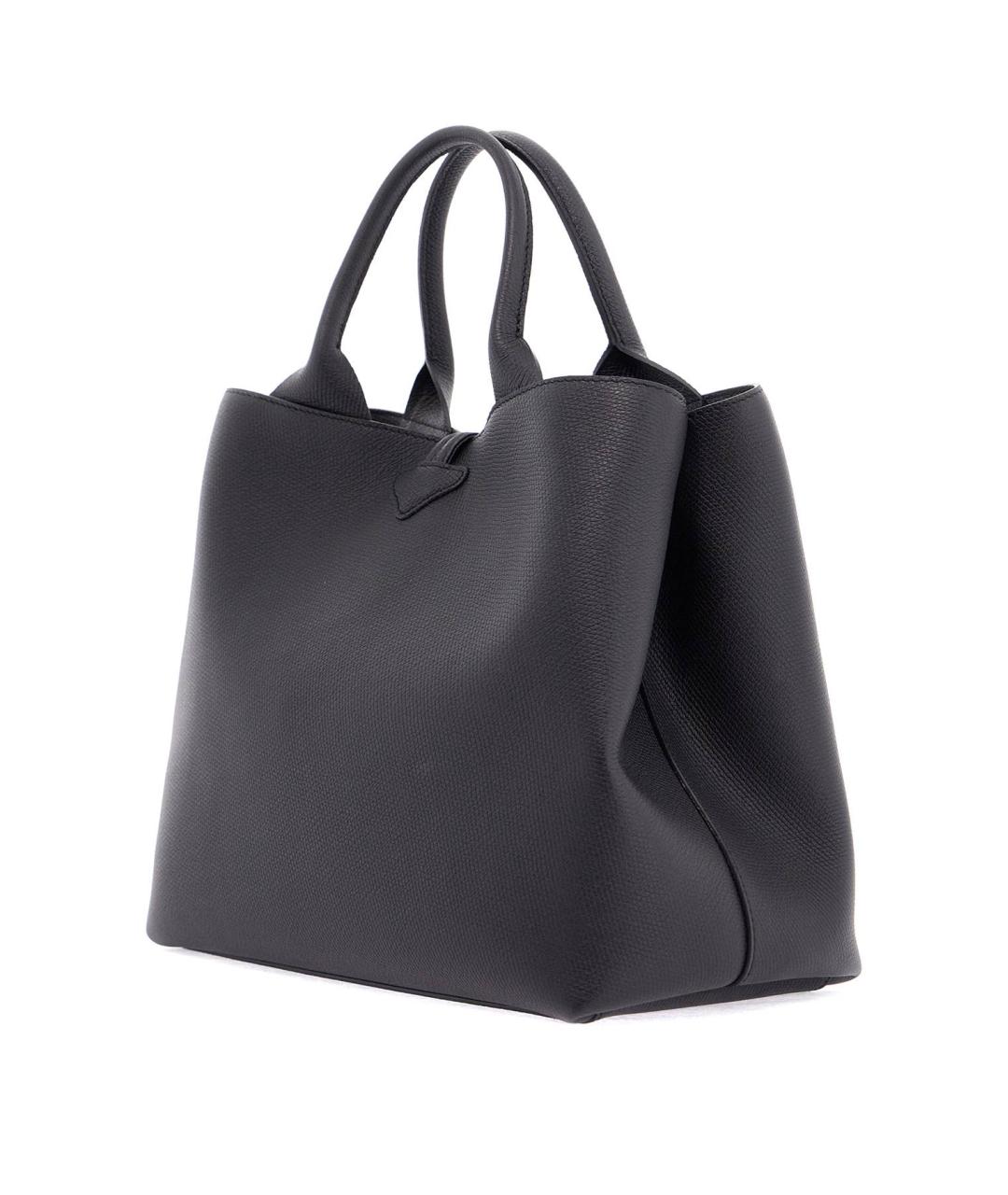 LONGCHAMP Черная кожаная сумка тоут, фото 2