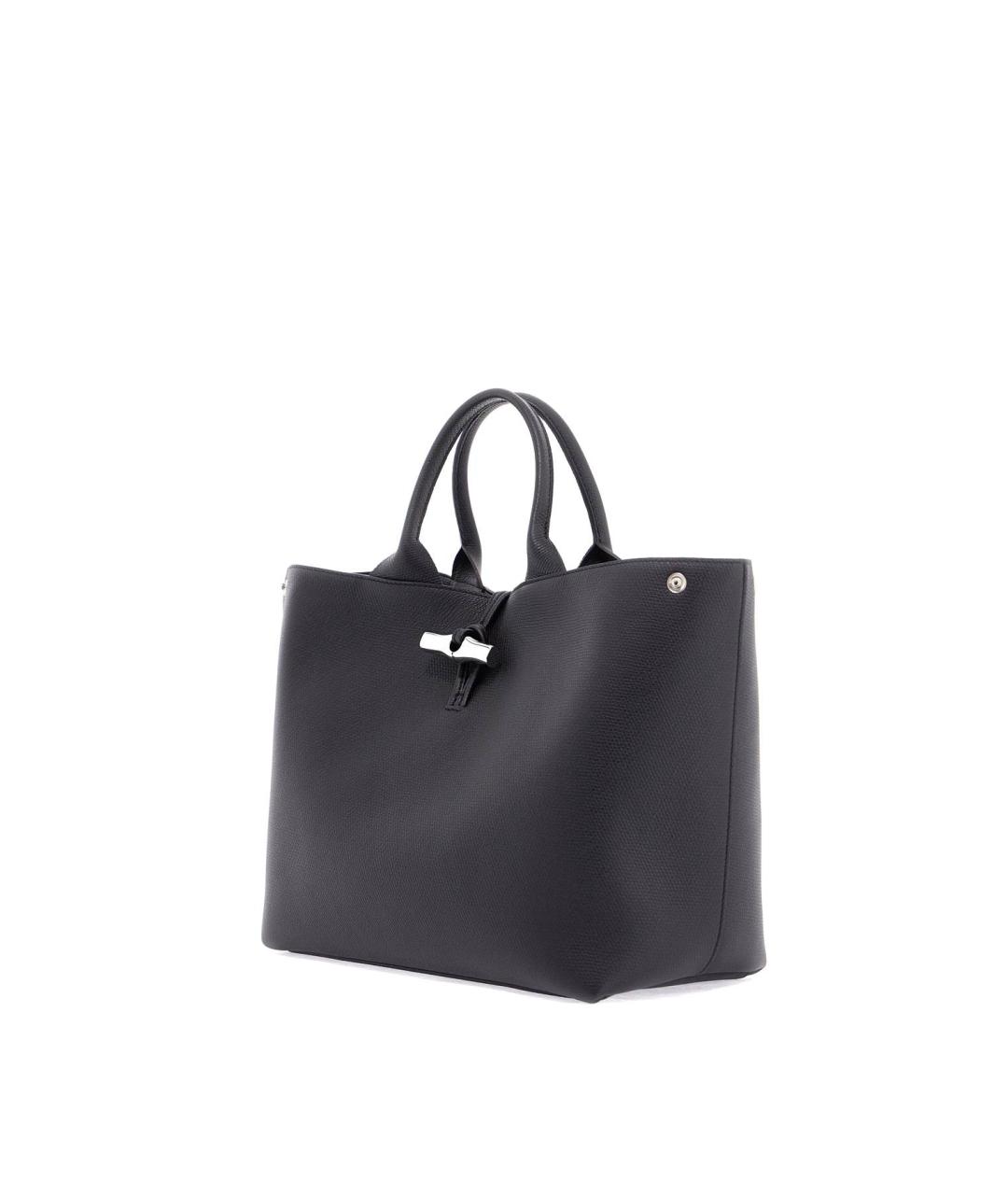LONGCHAMP Черная кожаная сумка тоут, фото 3