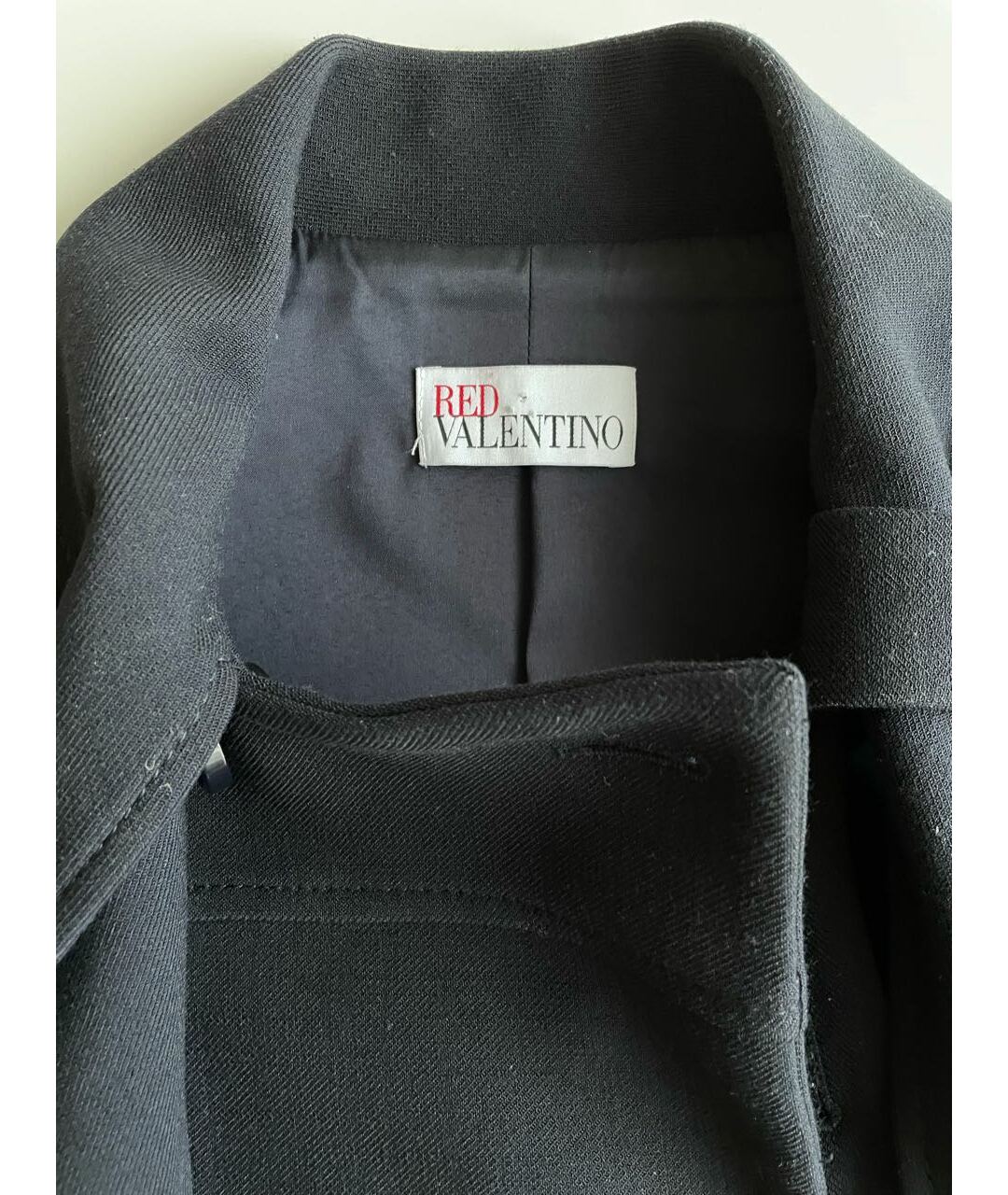 RED VALENTINO Темно-синее хлопко-эластановое пальто, фото 3