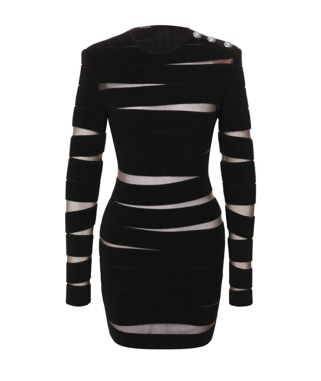 BALMAIN Черное вискозное коктейльное платье, фото 6