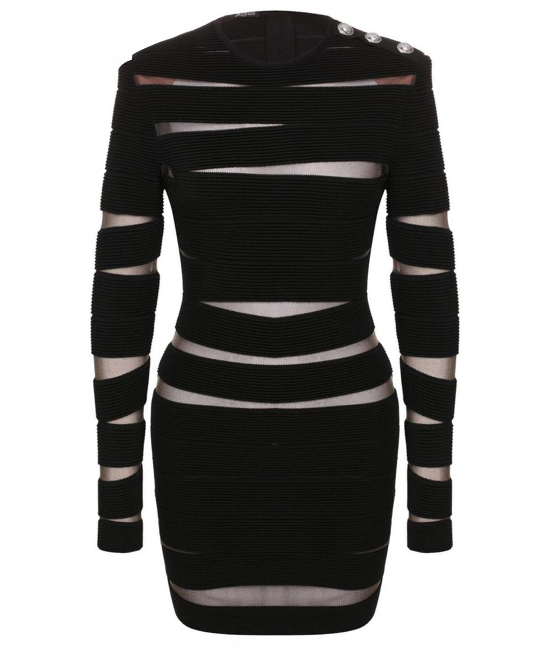 BALMAIN Черное вискозное коктейльное платье, фото 1