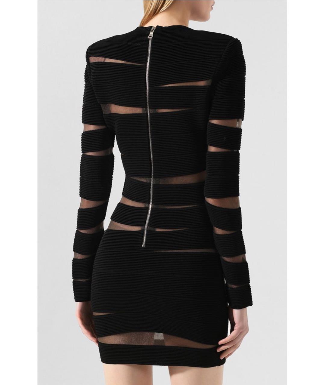 BALMAIN Черное вискозное коктейльное платье, фото 2
