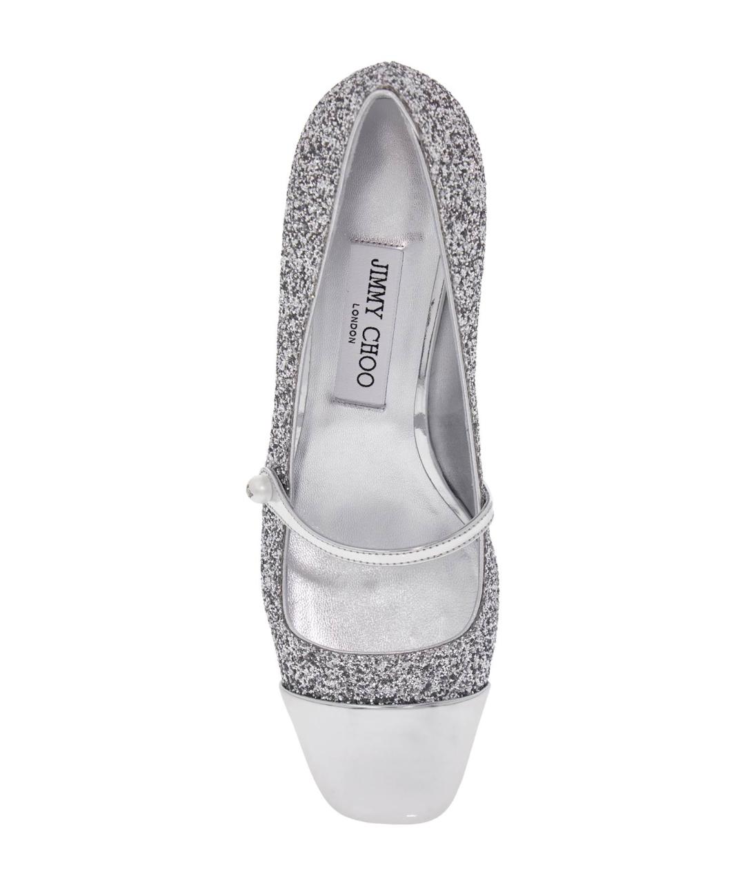 JIMMY CHOO Серебряные кожаные туфли, фото 3