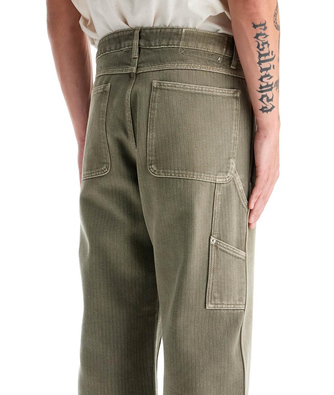 GOLDEN GOOSE DELUXE BRAND Зеленые хлопковые повседневные брюки, фото 4