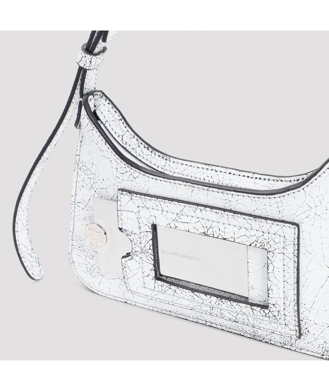 ACNE STUDIOS Серебряная кожаная сумка с короткими ручками, фото 4