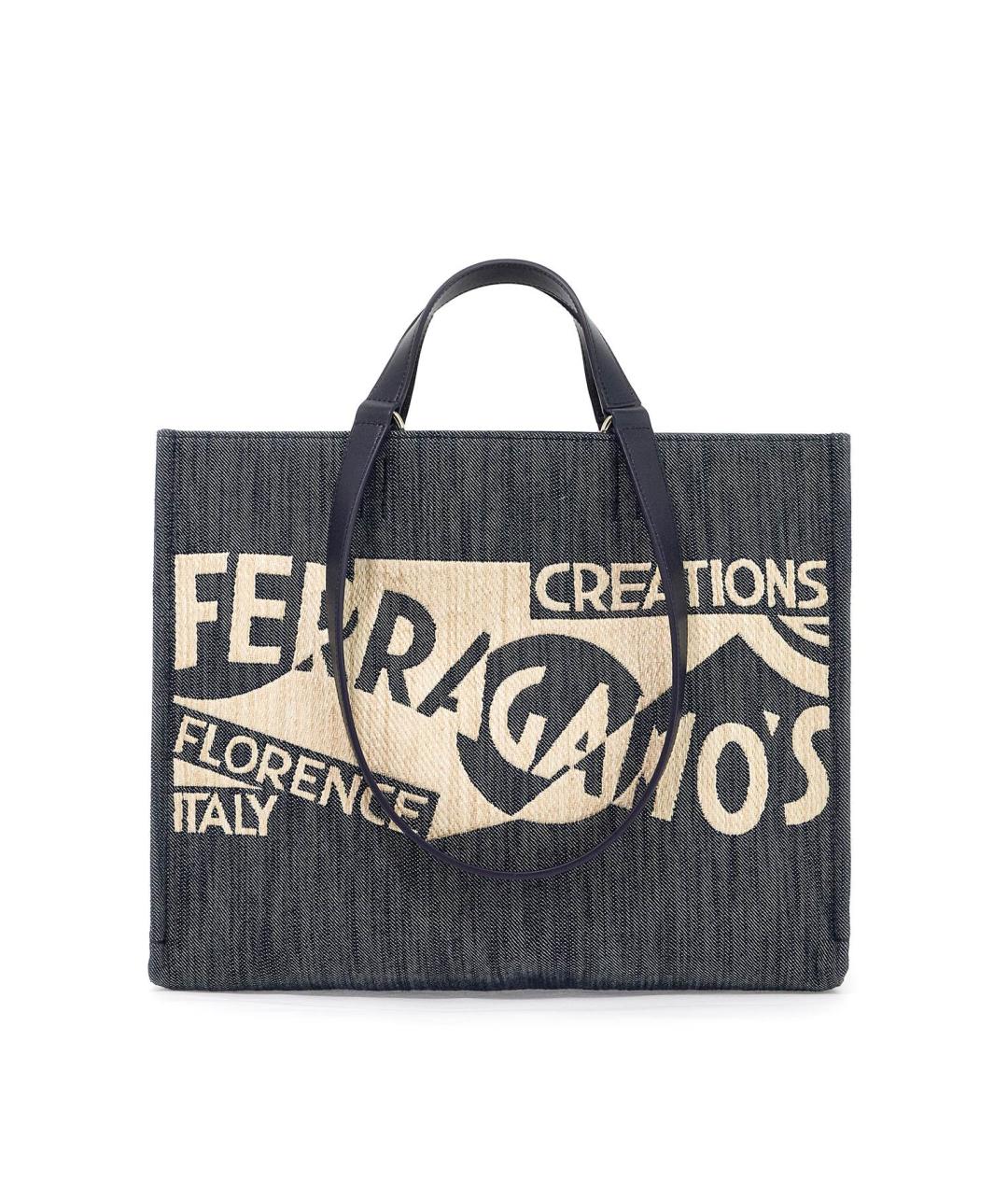 FERRAGAMO Темно-синяя сумка тоут, фото 1
