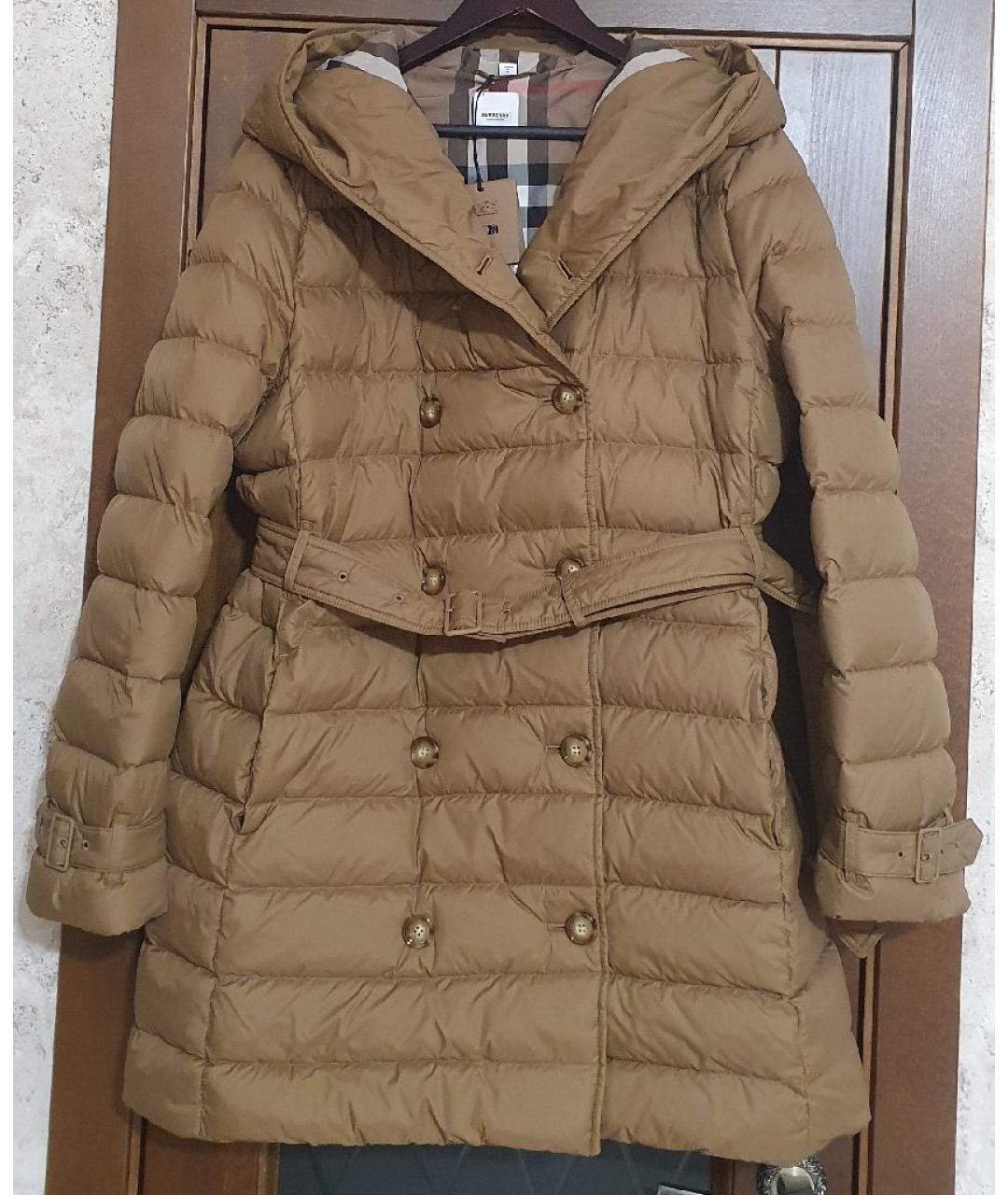 BURBERRY Горчичный полиамидовый пуховик, фото 10