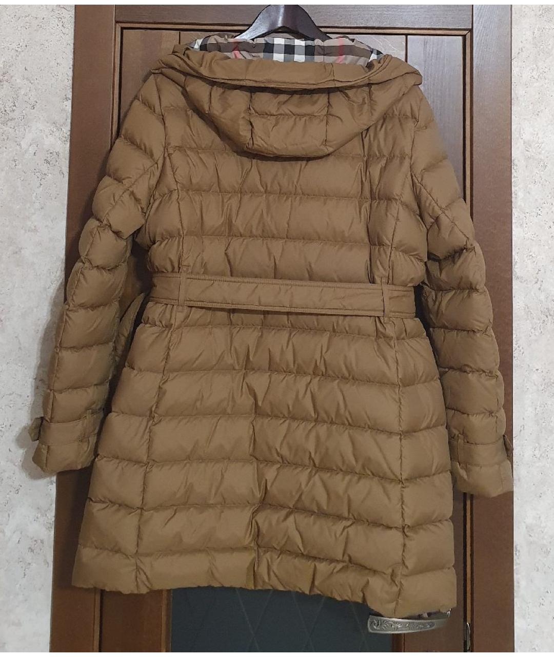 BURBERRY Горчичный полиамидовый пуховик, фото 2