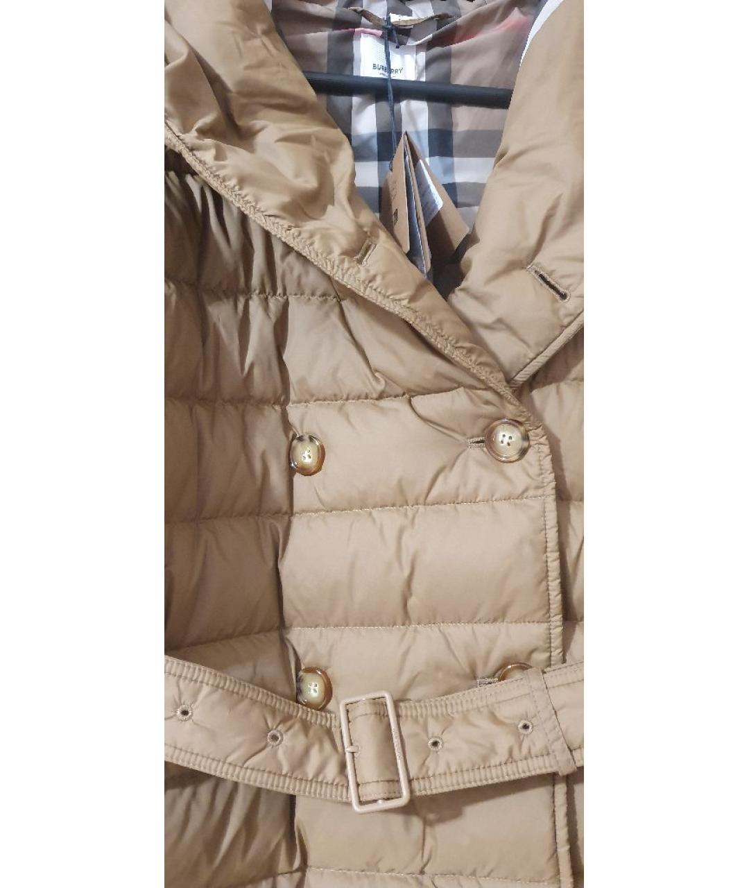 BURBERRY Горчичный полиамидовый пуховик, фото 4