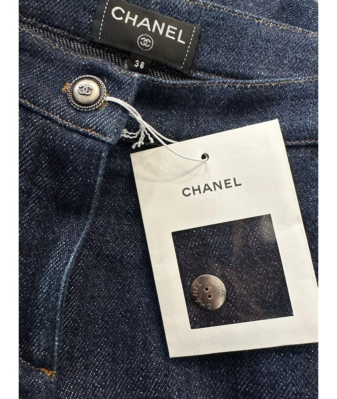 CHANEL Синие хлопковые прямые джинсы, фото 3