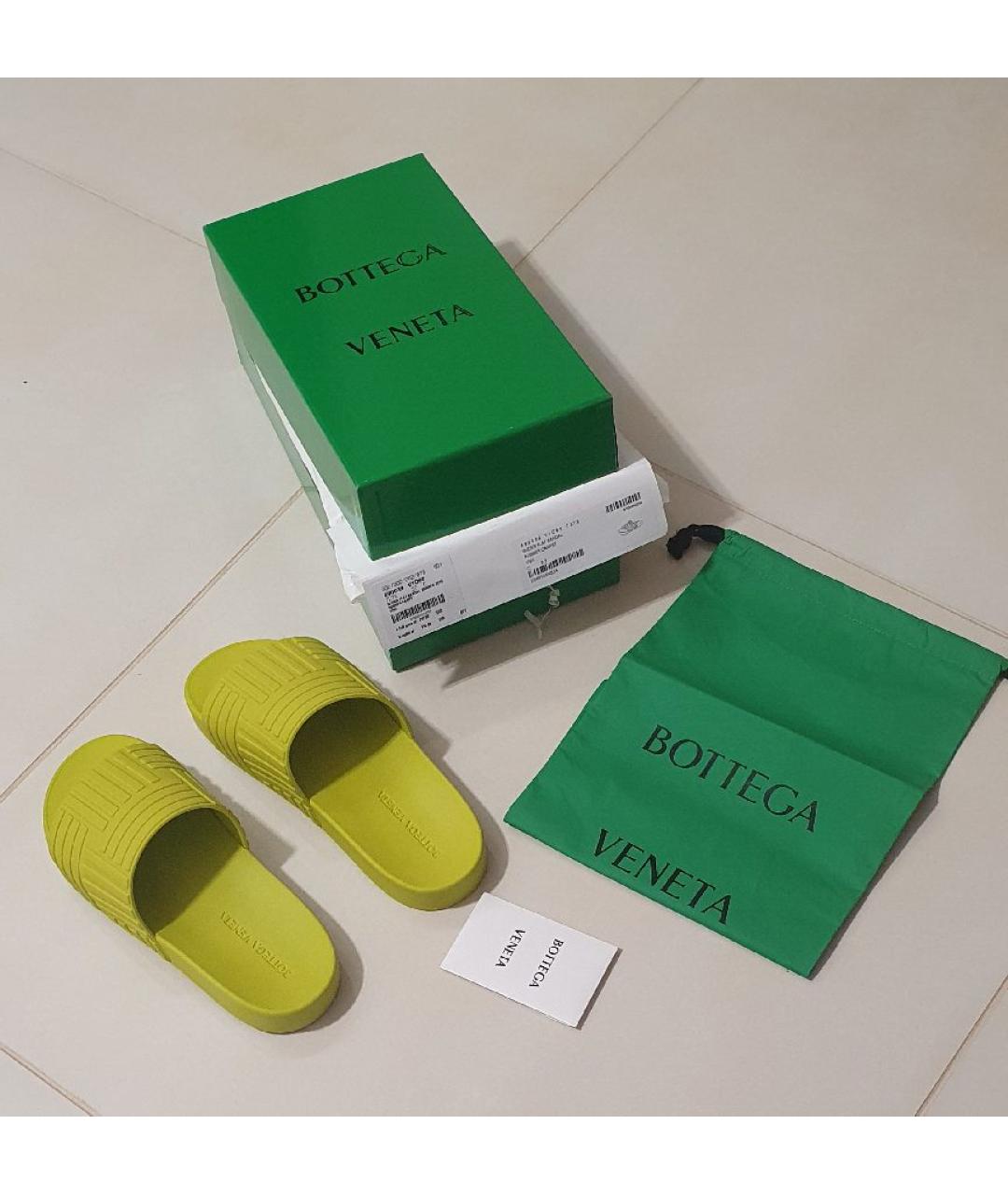 BOTTEGA VENETA Салатовые резиновые шлепанцы, фото 5