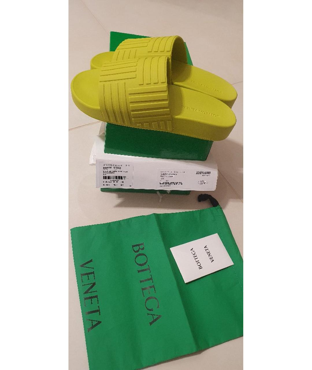 BOTTEGA VENETA Салатовые резиновые шлепанцы, фото 6