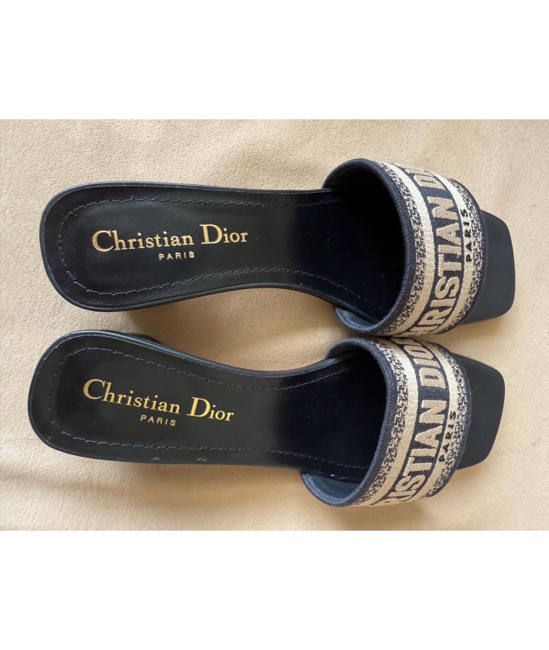 CHRISTIAN DIOR Темно-синие мюли, фото 3