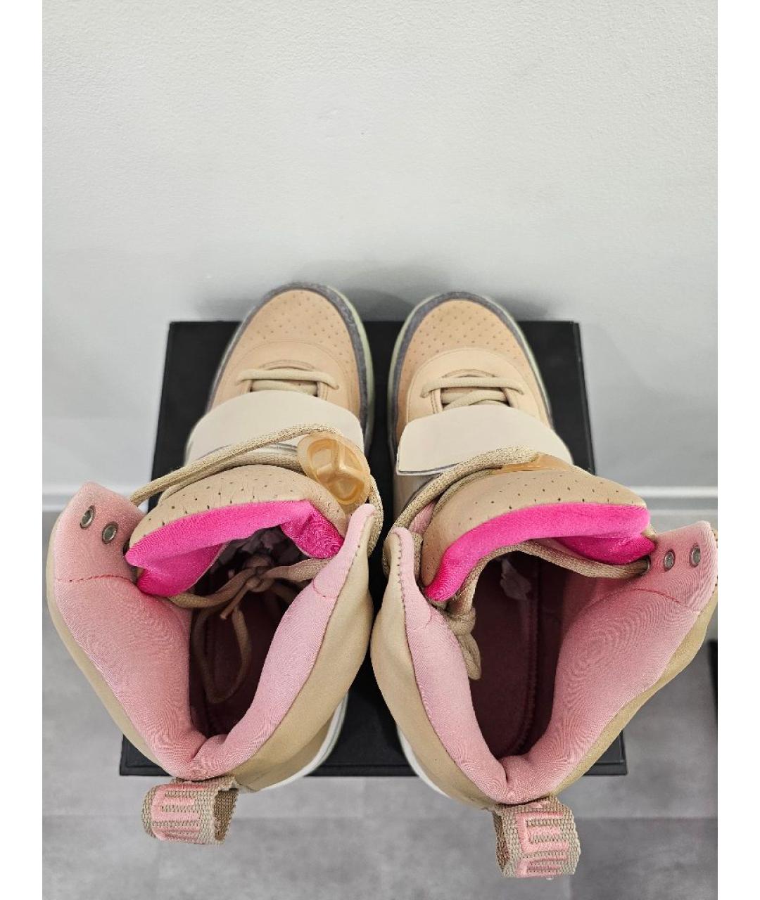 NIKE Бежевые кожаные высокие кроссовки / кеды, фото 3
