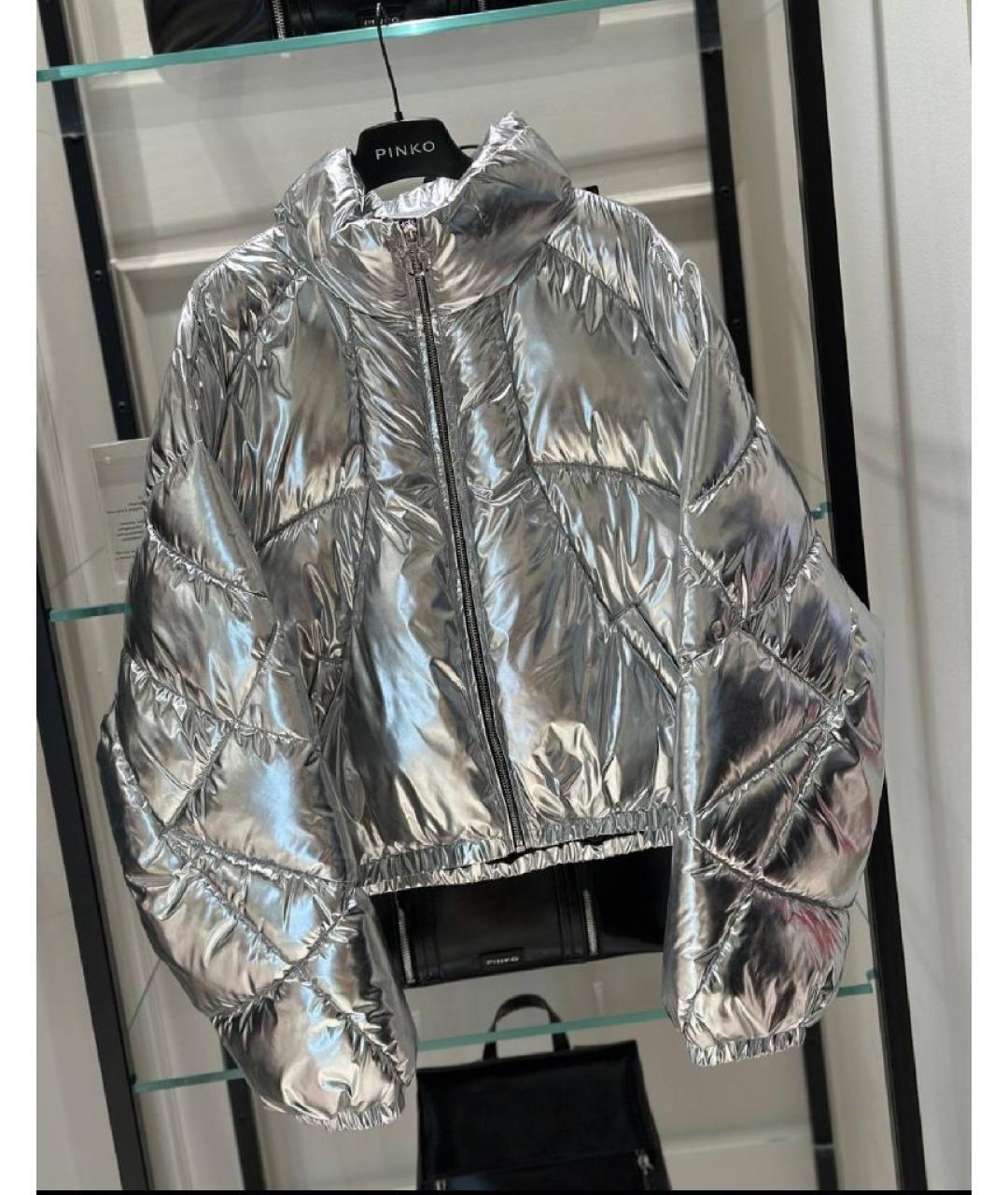 PINKO Серебряная полиэстеровая куртка, фото 10